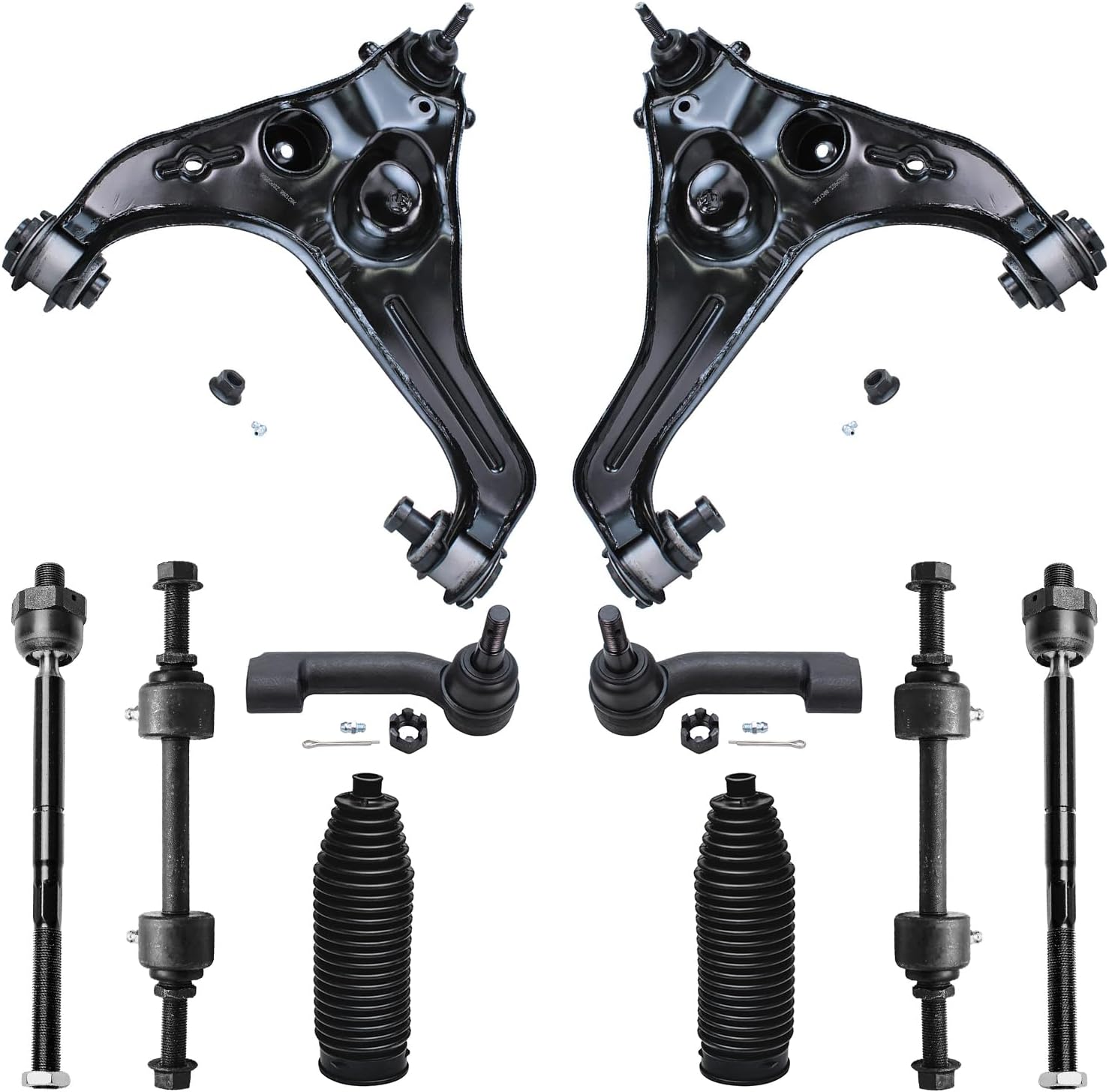 10pc Front Lower Control Arms Inner Outer Tie Rods Sway Bar Links Suspension Kit