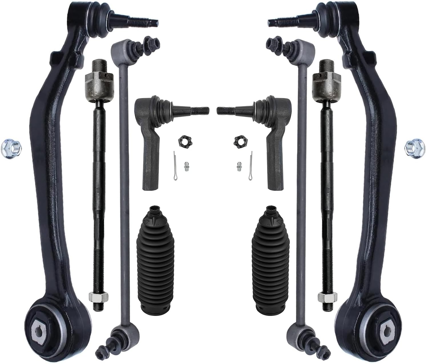 10pc Front Lower Forward Control Arms Sway Bar Links Tie Rods Suspension Kit