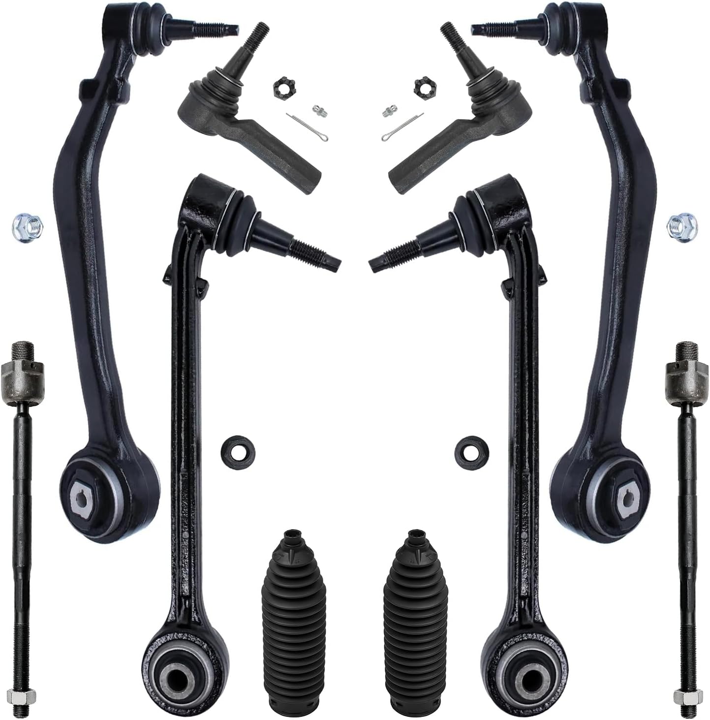 10pc Front Lower Forward Rearward Control Arms Tie Rods Suspension Kit