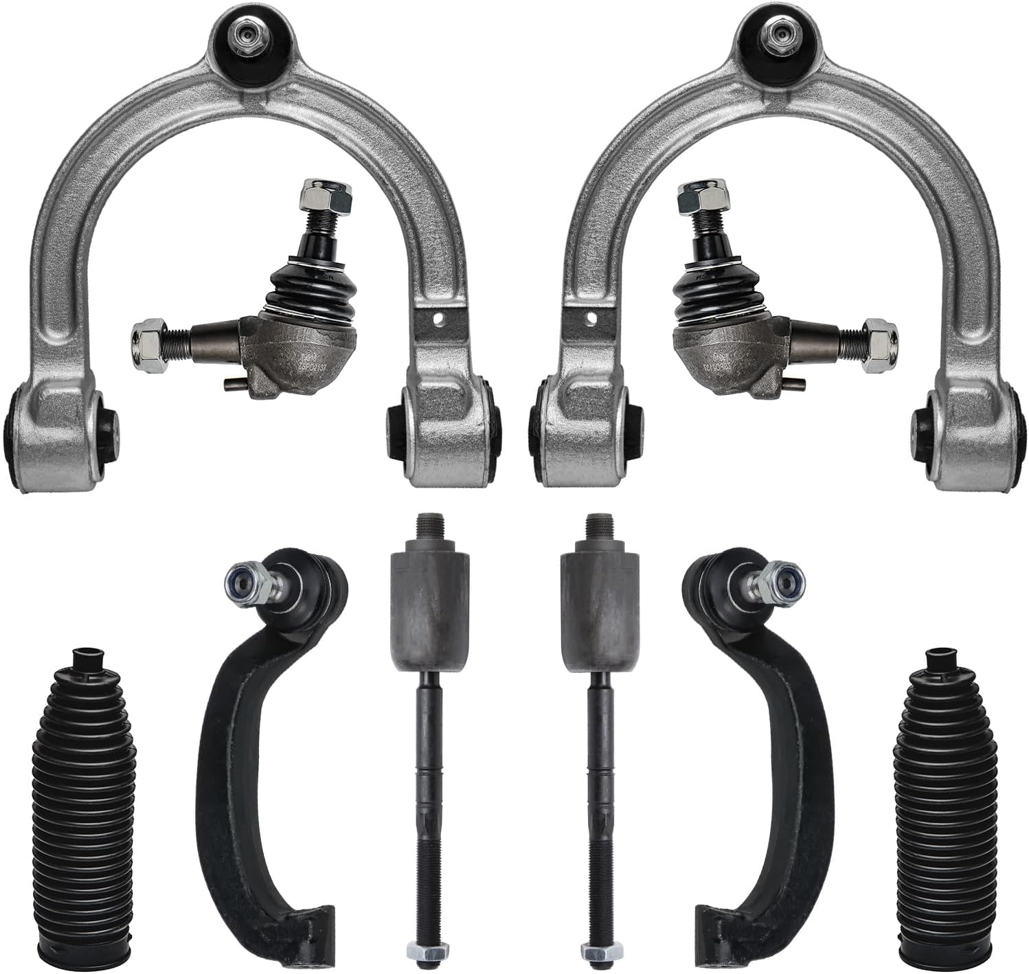 10pc Front Upper Control Arms Lower Ball Joints Tie Rods Suspension Kit
