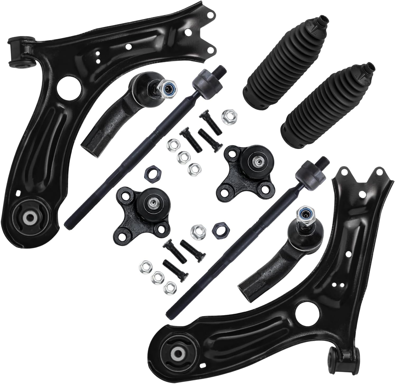 10pc Front Lower Control Arms Ball Joints Inner Outer Tie Rods Suspension Kit