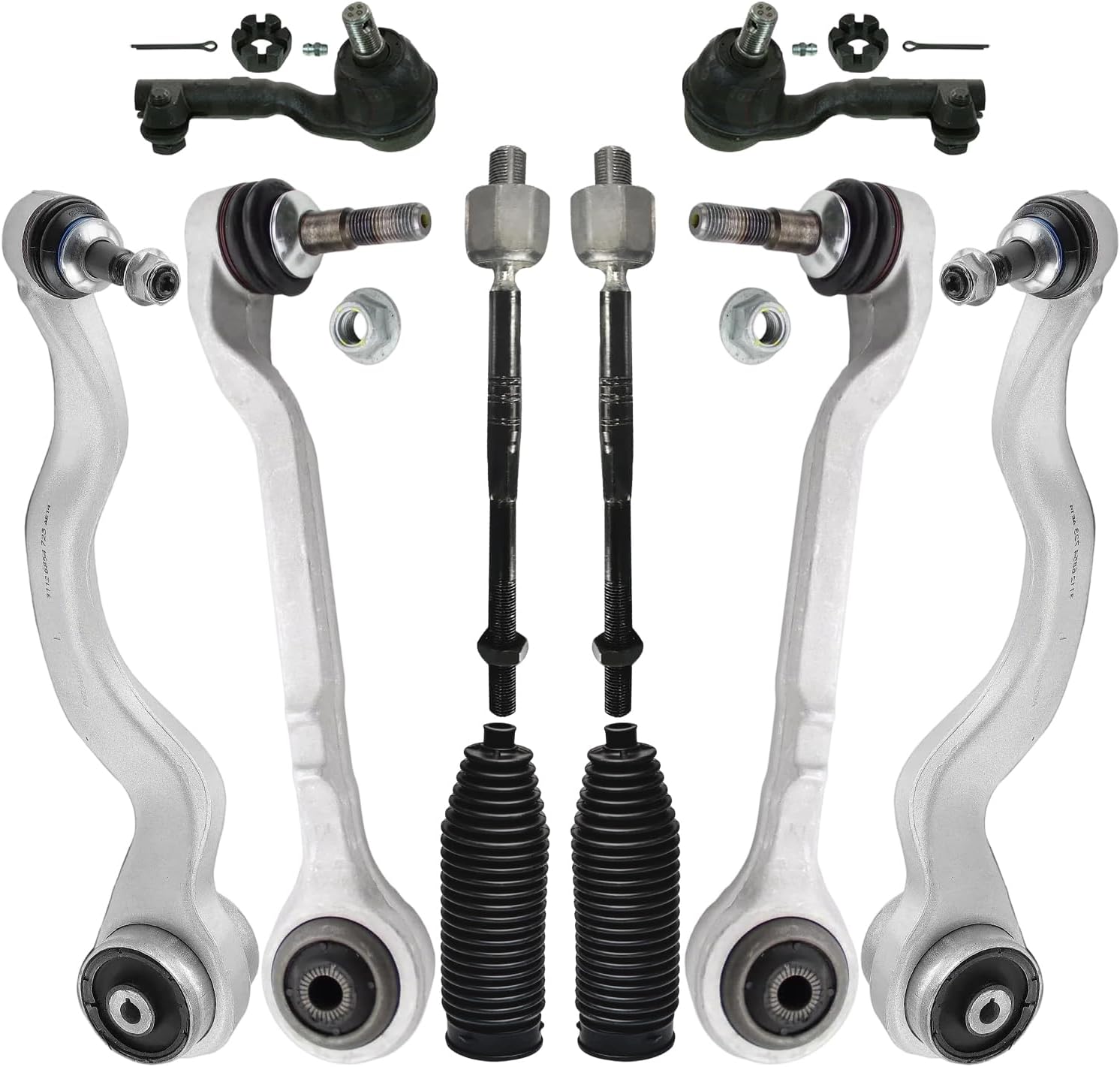 10pc Front Lower Forward Rearward Control Arms Tie Rods Suspension Kit