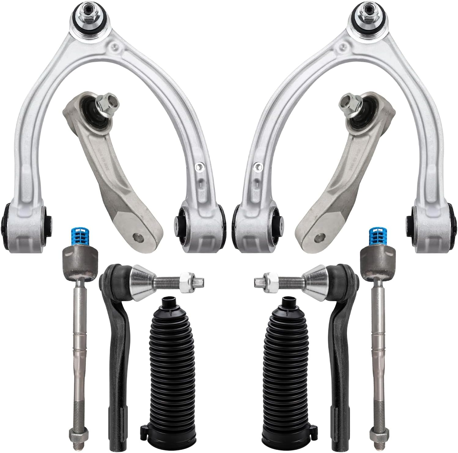 10pc Front Upper Control Arms Inner Outer Tie Rods Sway Bar Links Suspension Kit