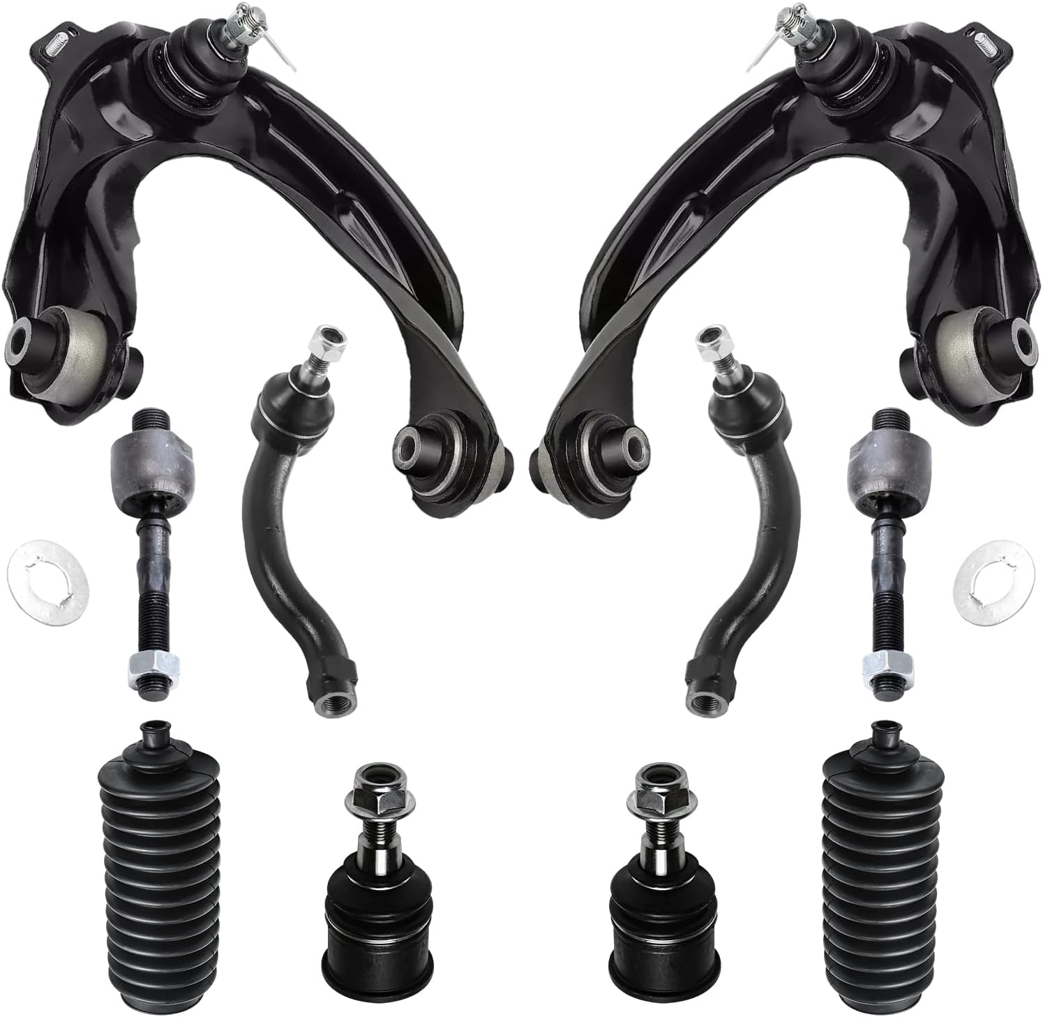 10pc Front Upper Control Arms Lower Ball Joints Tie Rods Suspension Kit