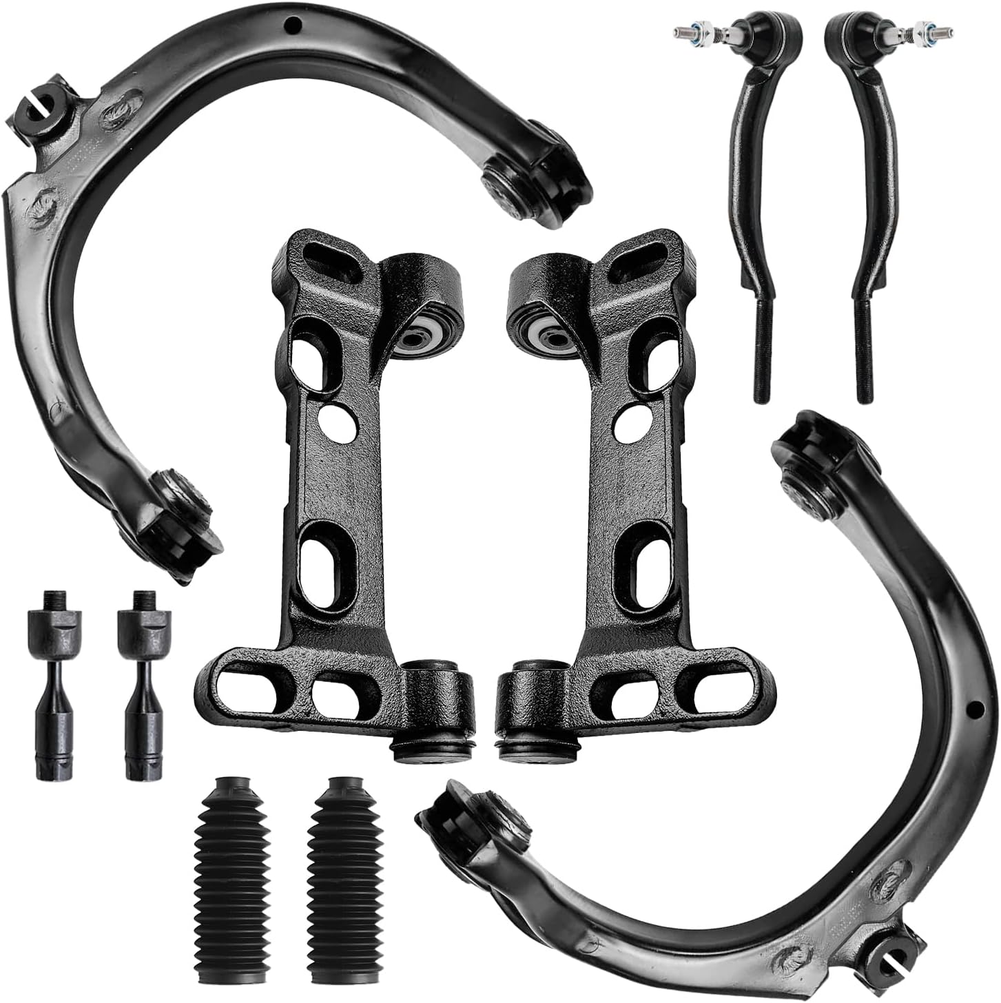 10pc Front Upper Control Arms Lower Support Brackets Tie Rods Suspension Kit