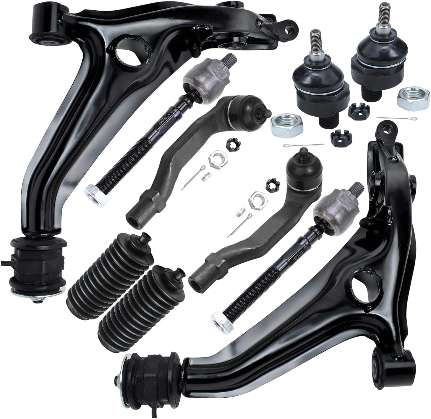 10pc Front Lower Control Arms Upper Ball Joints Tie Rods Suspension Kit