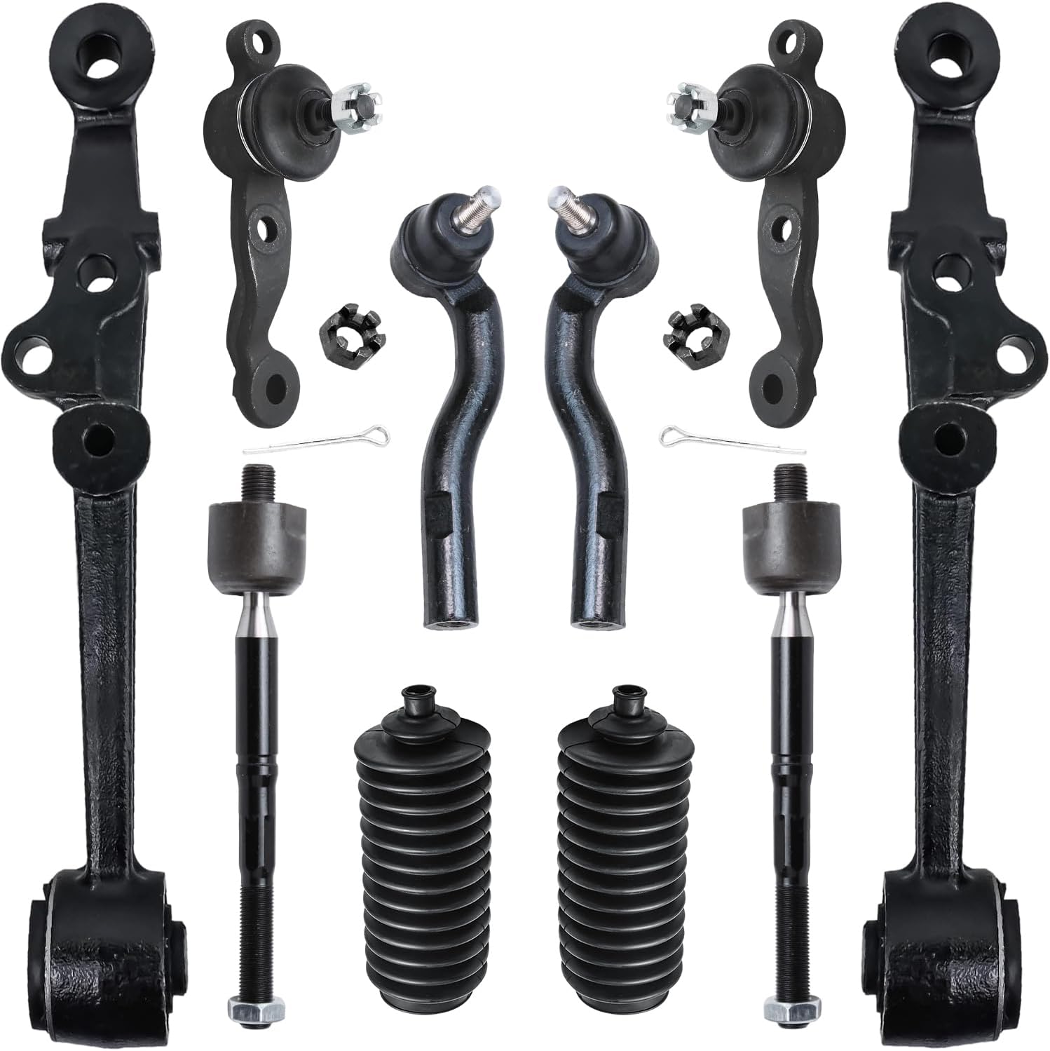 10pc Front Lower Forward Control Arms Ball Joints Tie Rods Suspension Kit