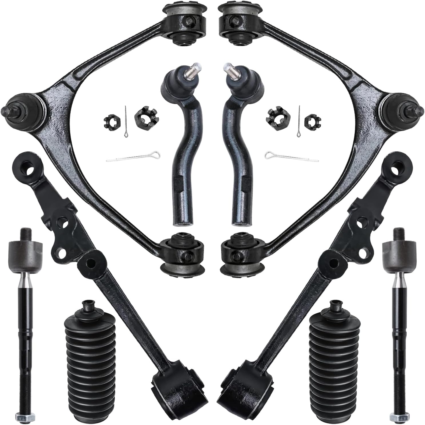 10pc Front Upper Lower Forward Control Arms Tie Rods Suspension Kit
