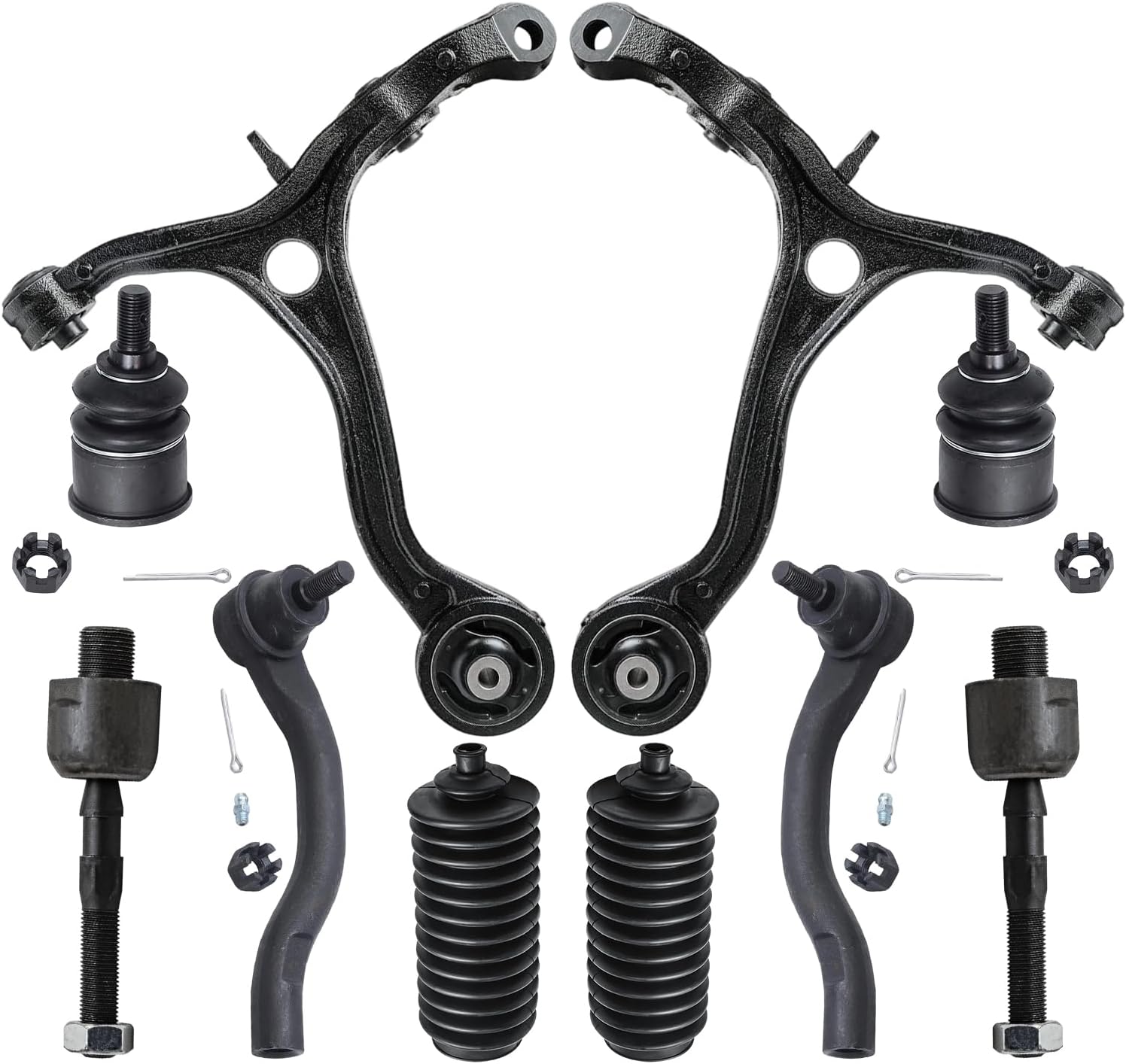 10pc Front Lower Control Arms Ball Joints Inner Outer Tie Rods Suspension Kit