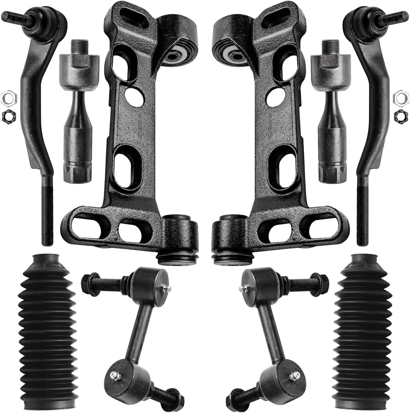 10pc Front Lower Control Arm Support Brackets Tie Rods Suspension Kit