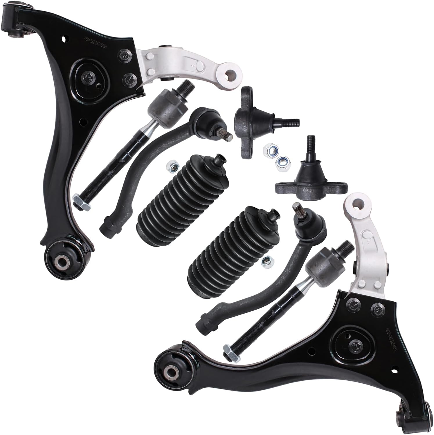 10pc Front Lower Control Arms Ball Joints Inner Outer Tie Rods Suspension Kit