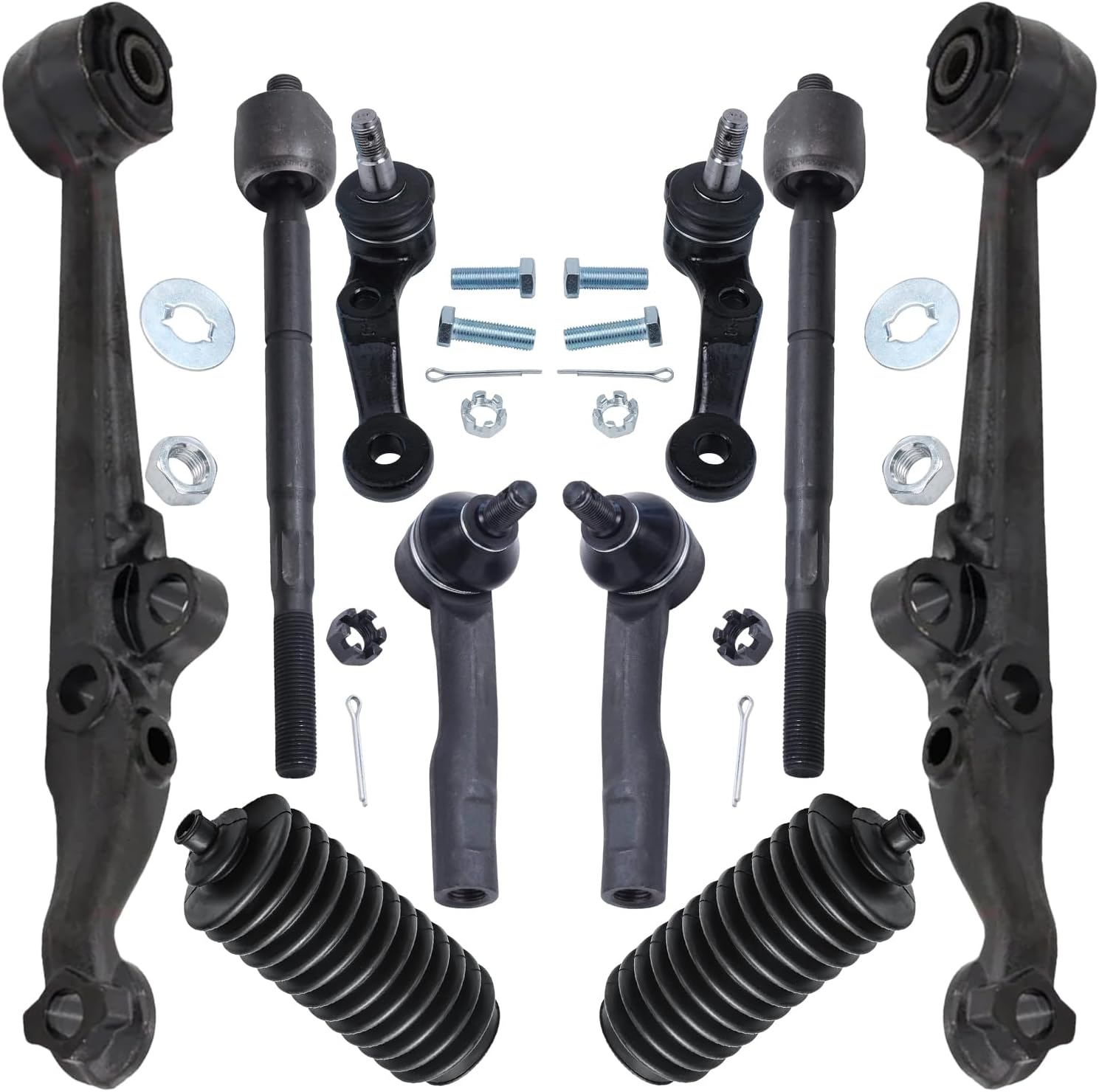 10pc Front Lower Control Arms Ball Joints Inner Outer Tie Rods Suspension Kit