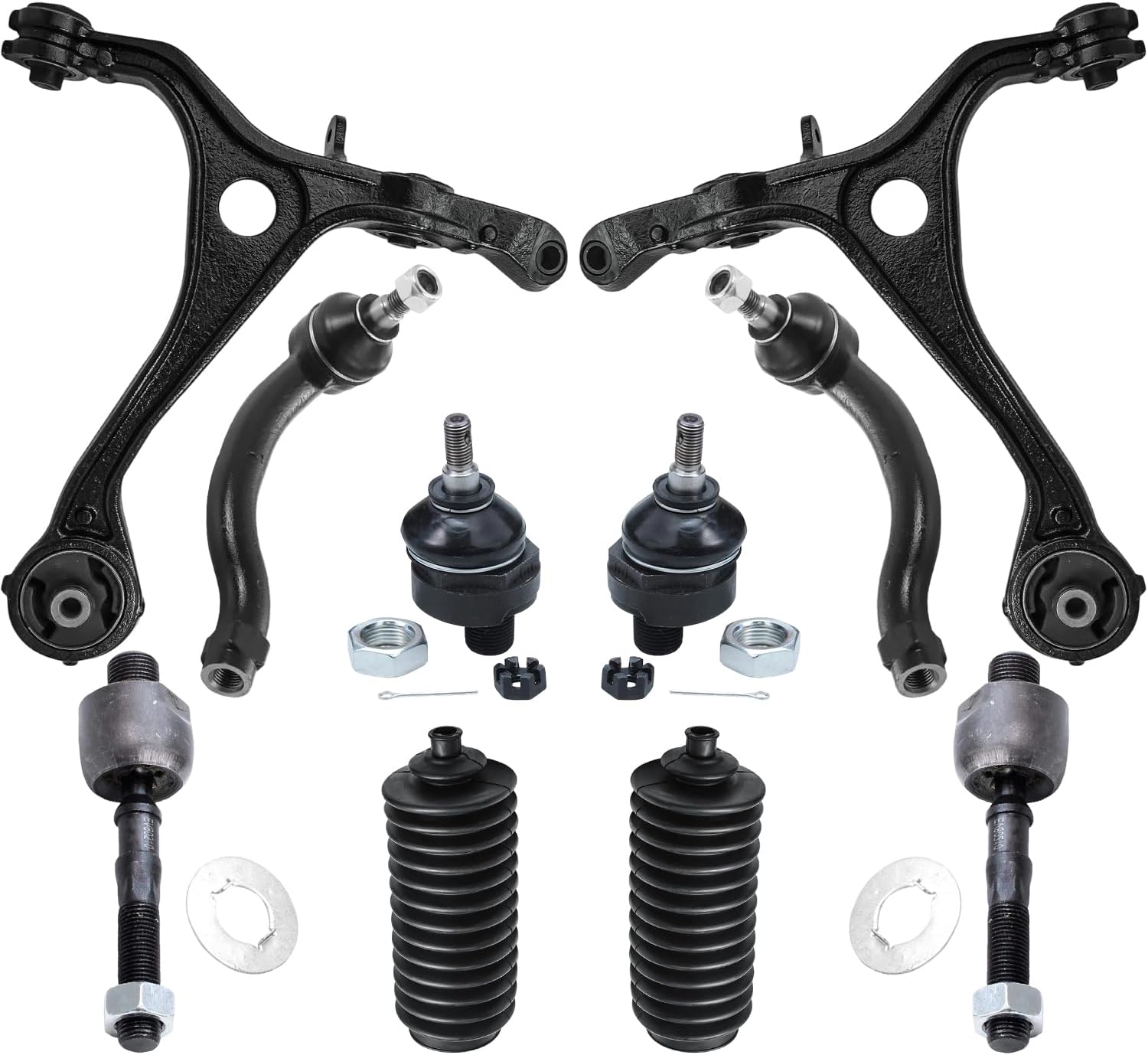 10pc Front Lower Control Arms Upper Ball Joints Tie Rods Suspension Kit