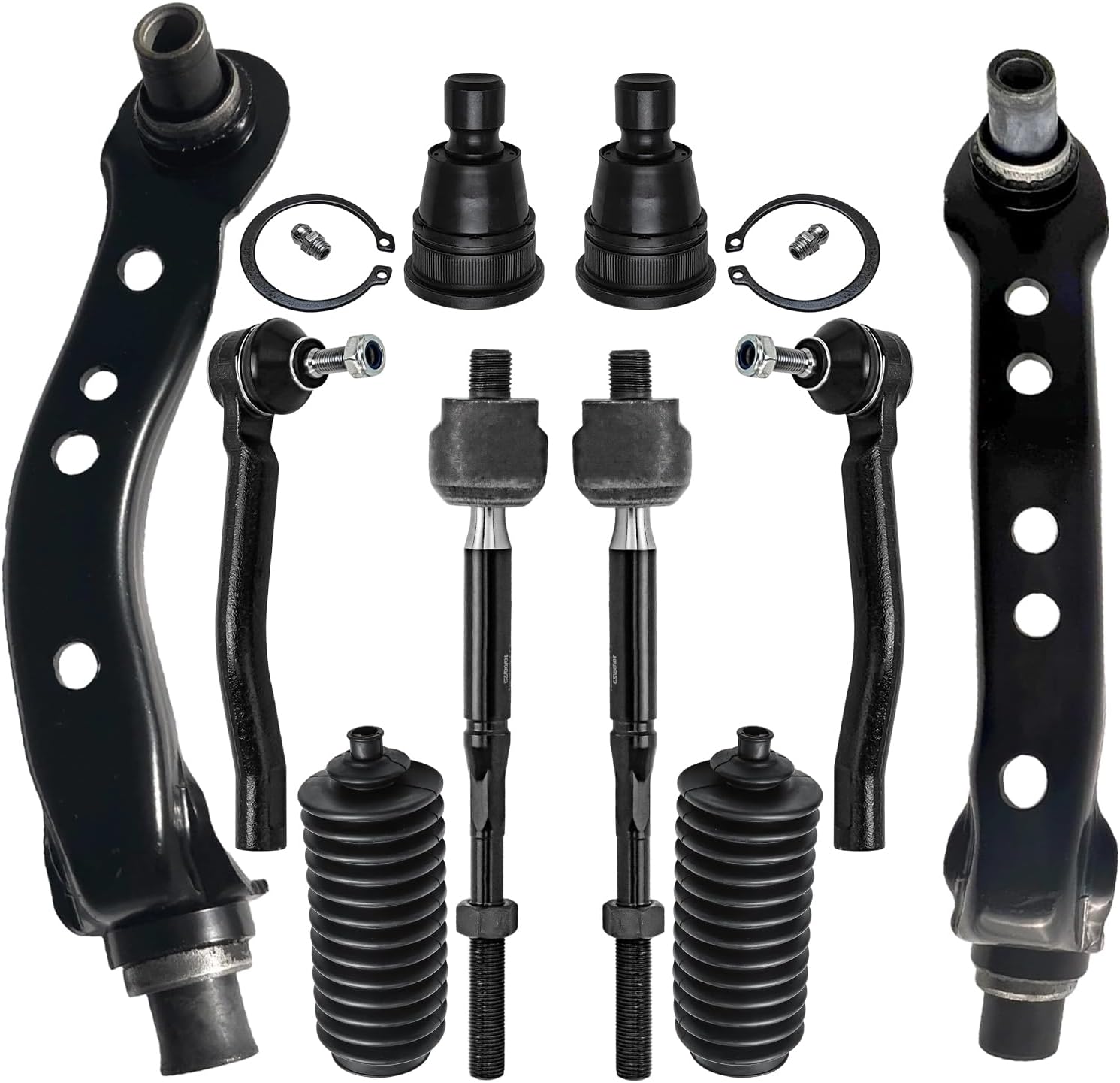 10pc Front Upper Control Arms Lower Ball Joints Tie Rods Suspension Kit