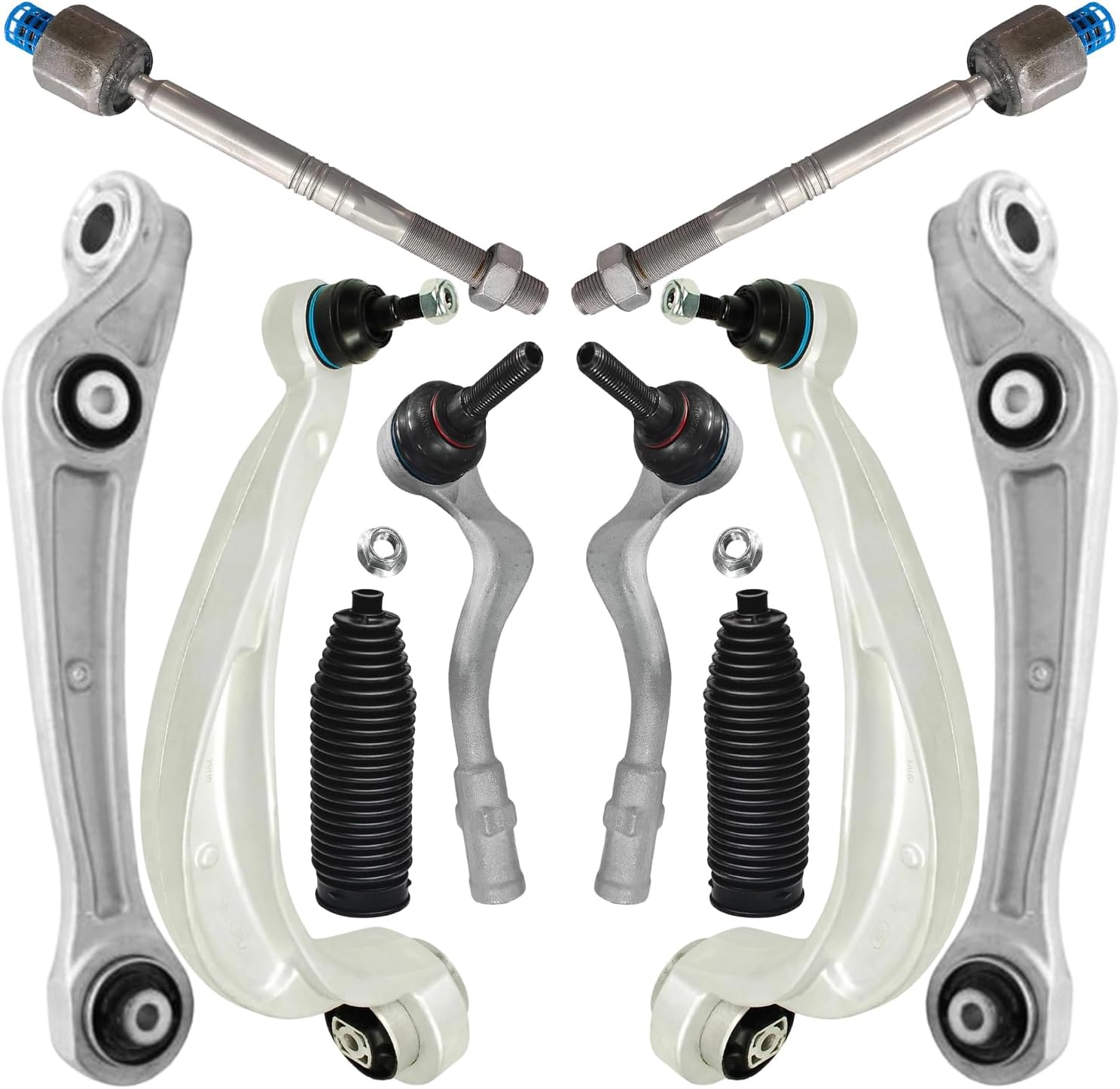 10pc Front Lower Forward Rearward Control Arms Tie Rods Suspension Kit