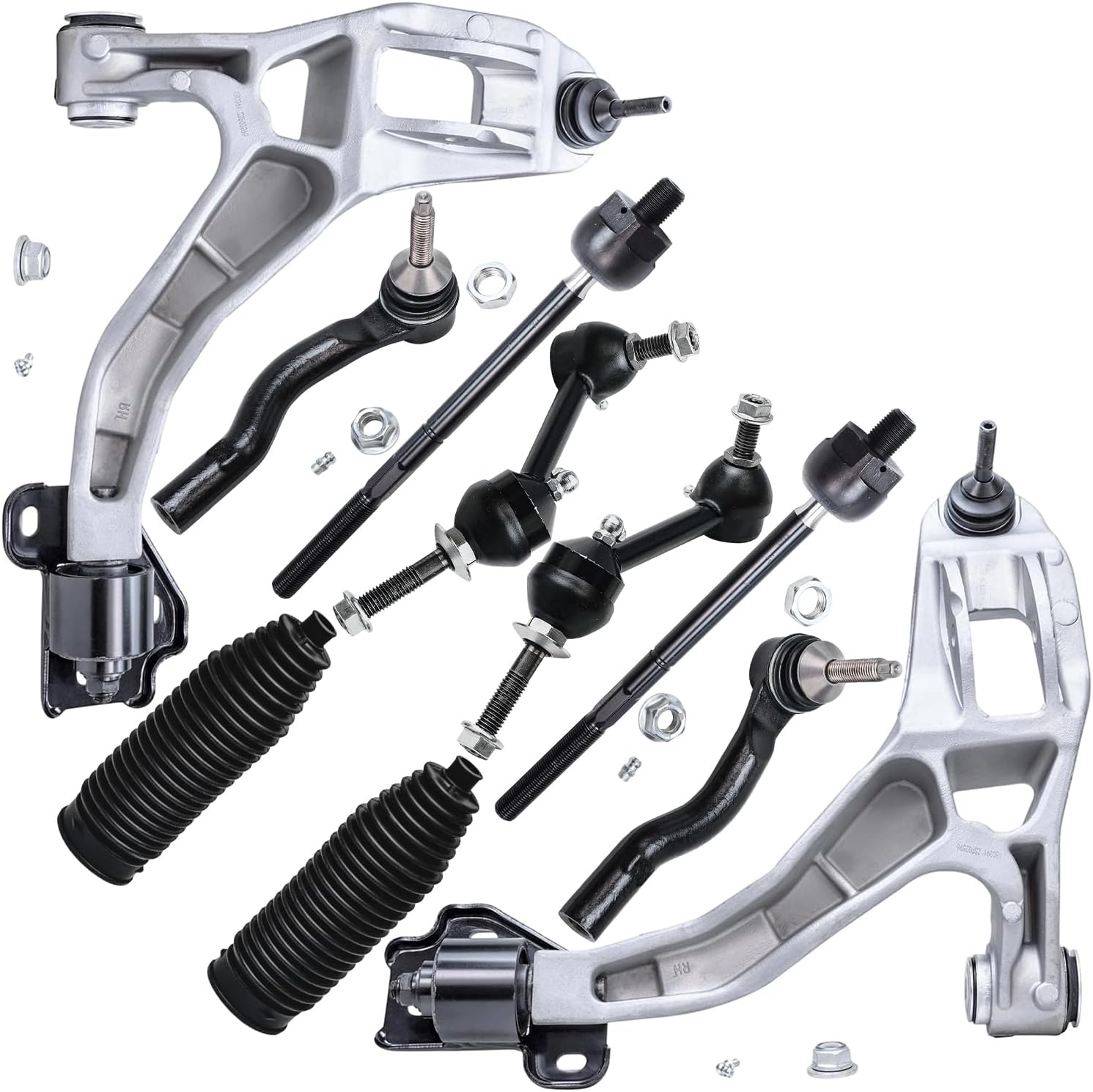 10pc Front Lower Control Arms Tie Rods Sway Bar Links Suspension Kit