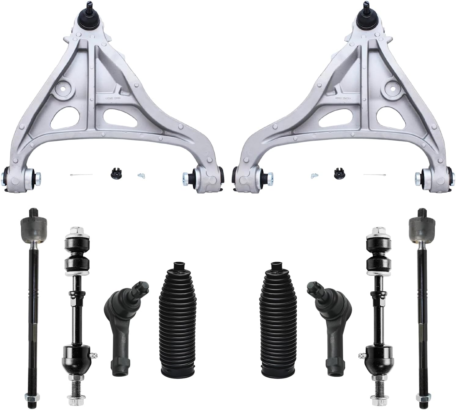 10pc Front Lower Control Arms Tie Rods Sway Bar Links Suspension Kit