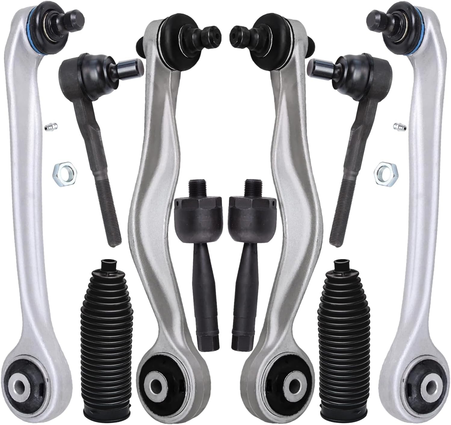 10pc Front Upper Forward Rearward Control Arms Tie Rods Suspension Kit