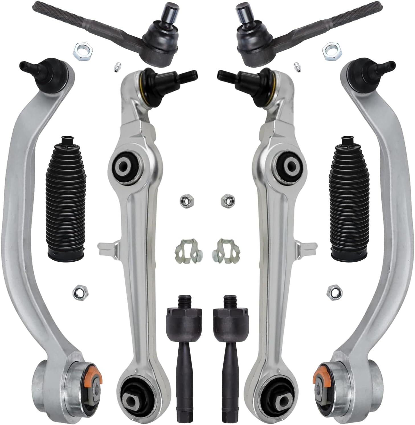 10pc Front Lower Forward Rearward Control Arms Tie Rods Suspension Kit