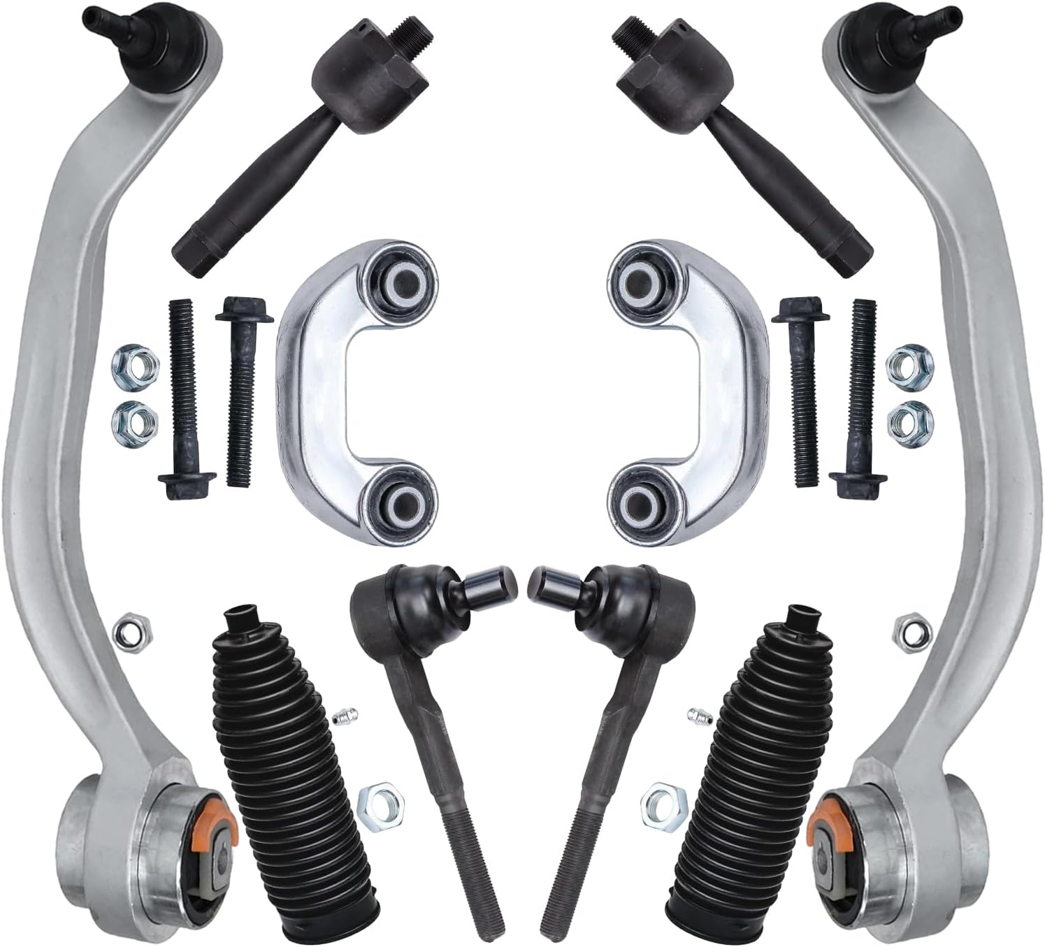 10pc Front Lower Rearward Control Arms Tie Rods Sway Bar Links Suspension Kit