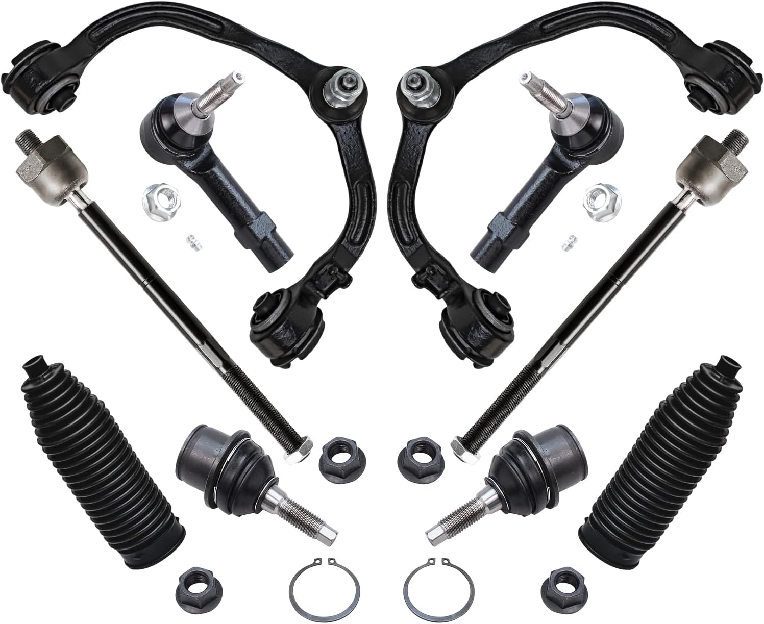 10pc Front Upper Control Arms Lower Ball Joints Tie Rods Suspension Kit
