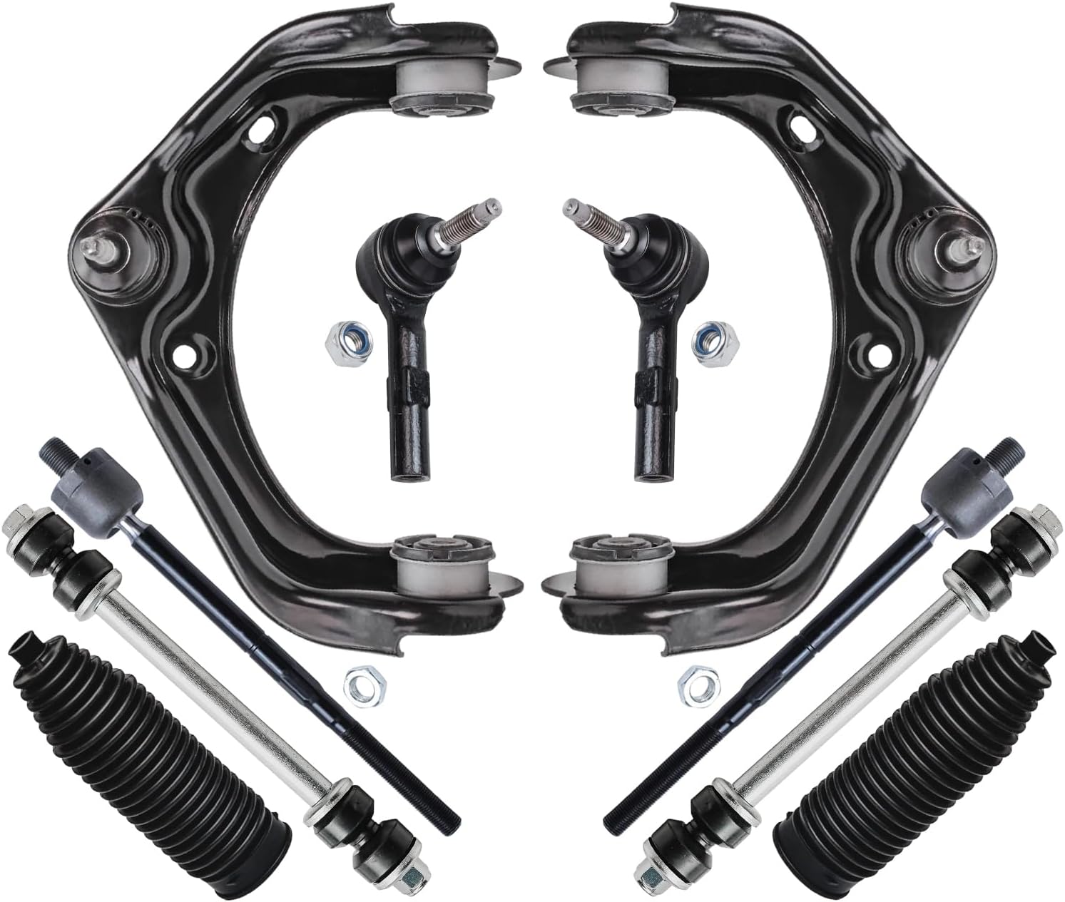 10pc Front Upper Control Arms Tie Rods Sway Bar Links Suspension Kit