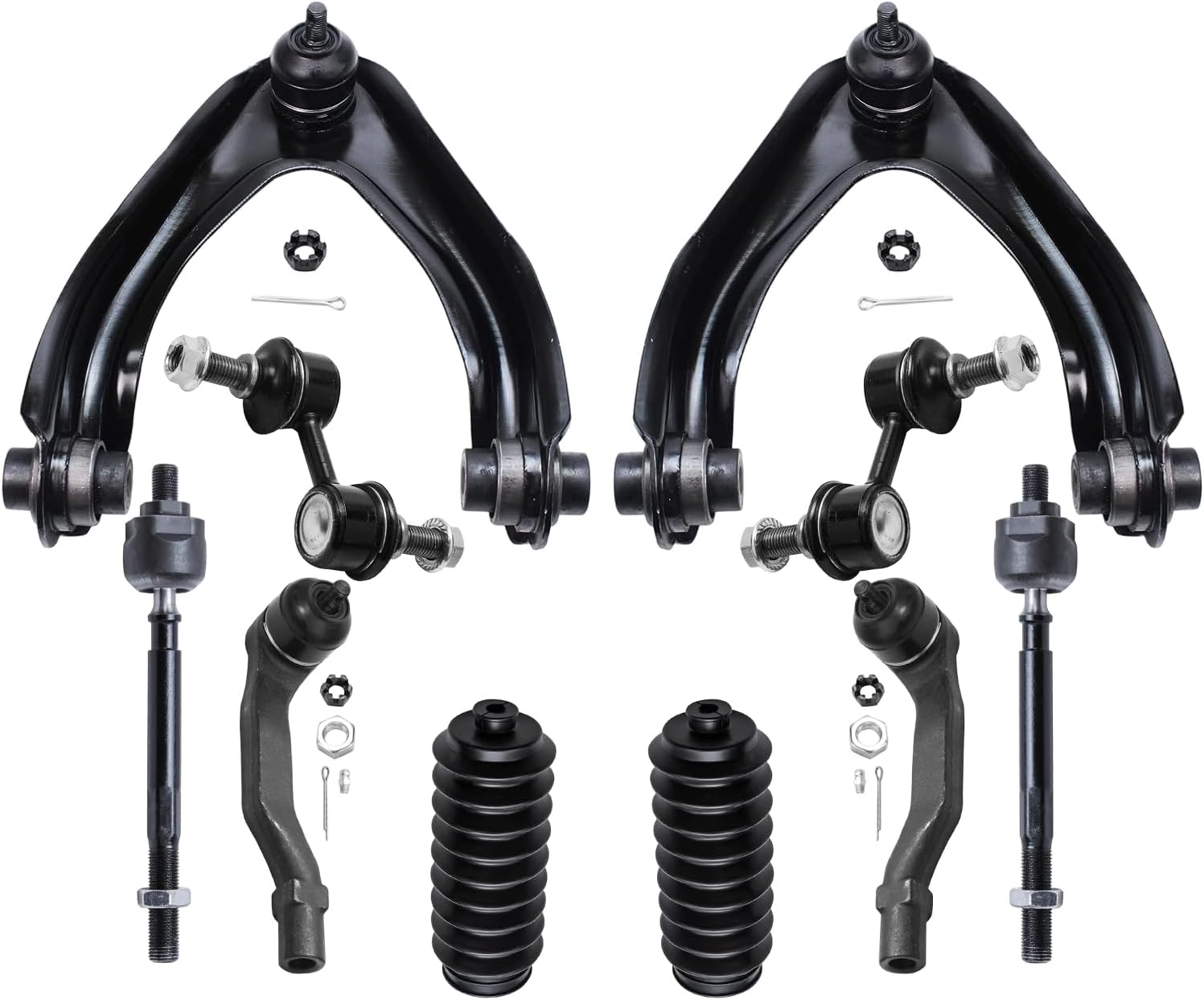 10pc Front Upper Control Arms Tie Rods Sway Bar Links Suspension Kit