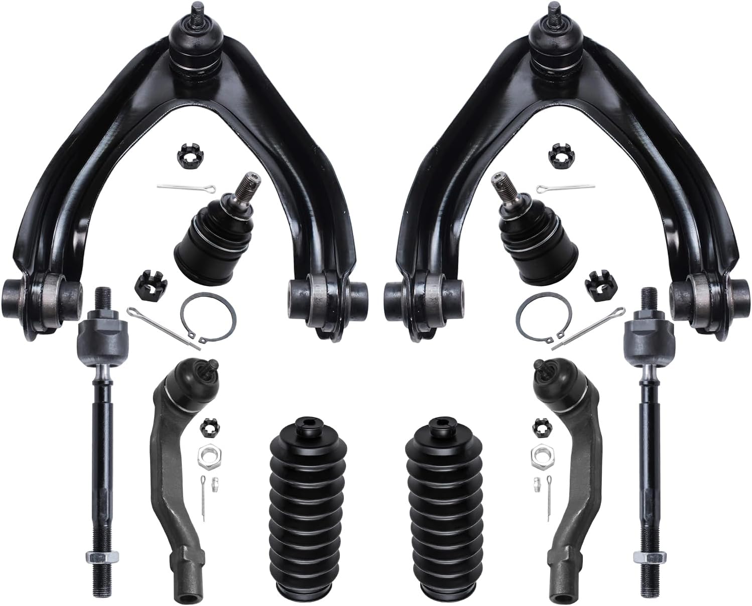 10pc Front Upper Control Arms Lower Ball Joints Tie Rods Suspension Kit