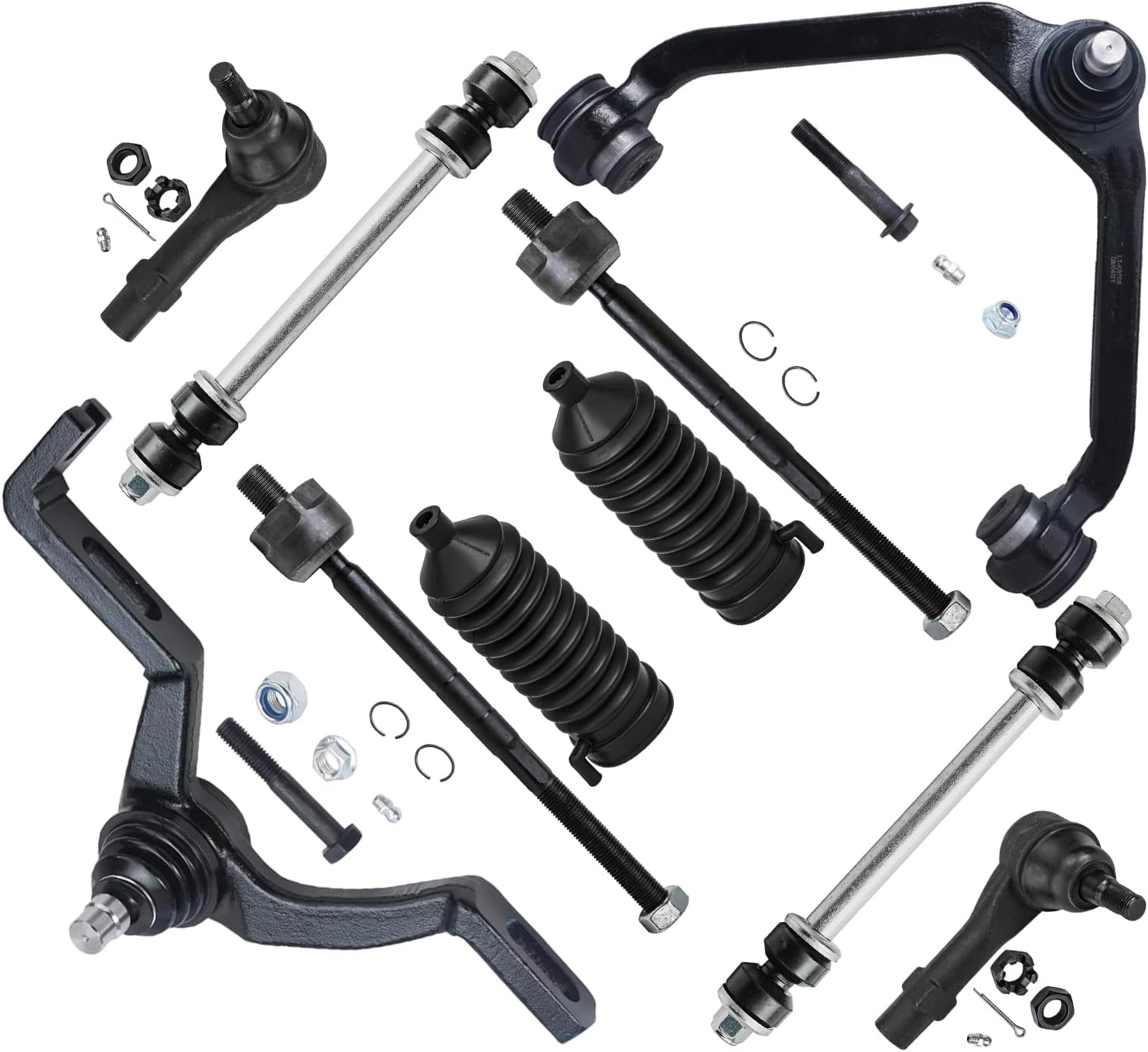10pc Front Upper Control Arms Tie Rods Sway Bar Links Suspension Kit