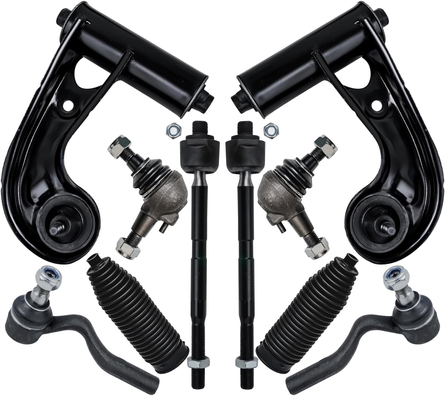 10pc Front Upper Control Arms Lower Ball Joints Tie Rods Suspension Kit
