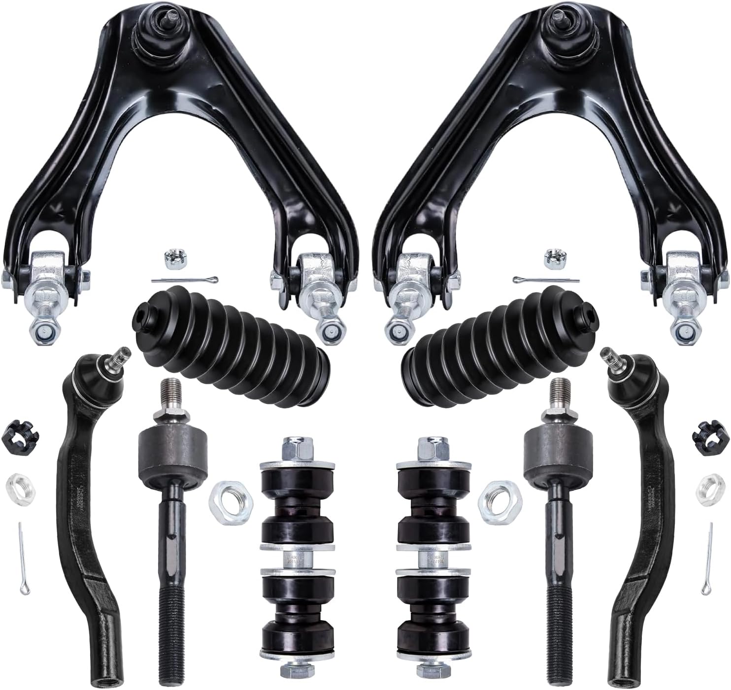 10pc Front Upper Control Arms Tie Rods Sway Bar Links Suspension Kit