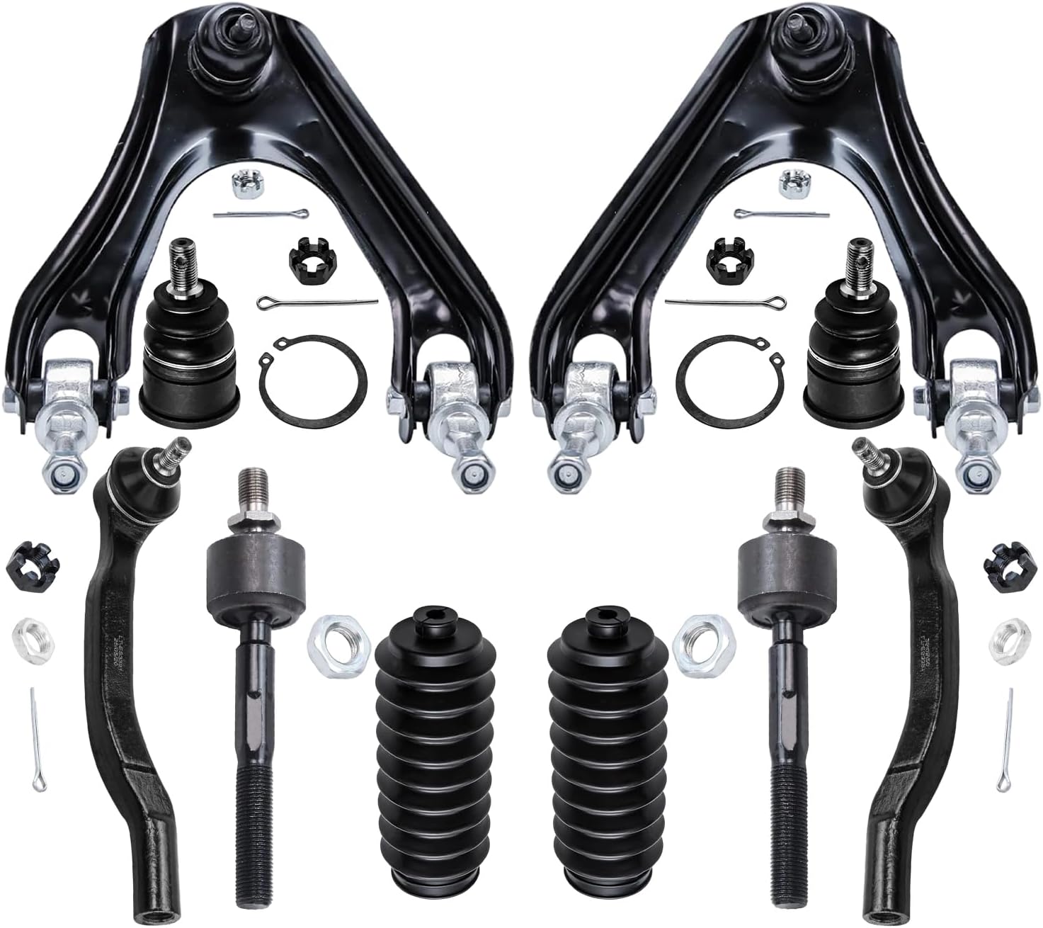 10pc Front Upper Control Arms Lower Ball Joints Tie Rods Suspension Kit