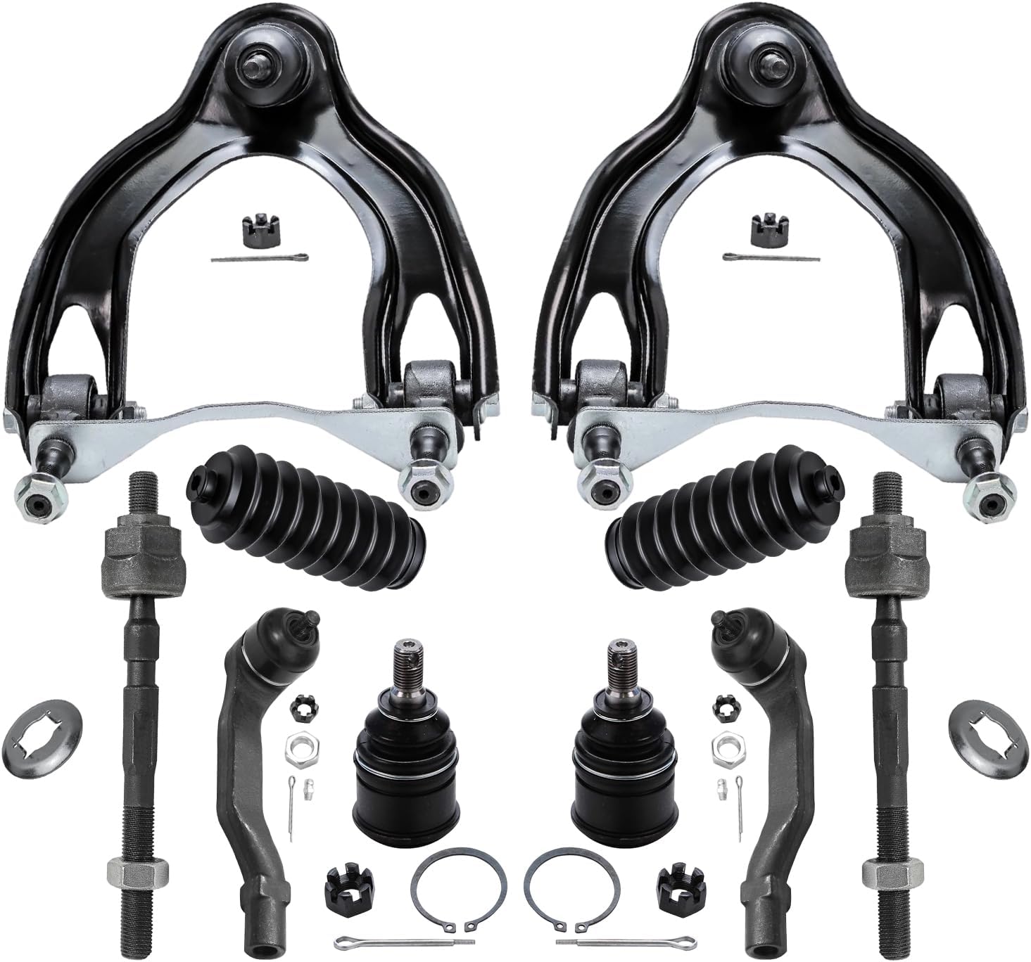 10pc Front Upper Control Arms Lower Ball Joints Tie Rods Suspension Kit