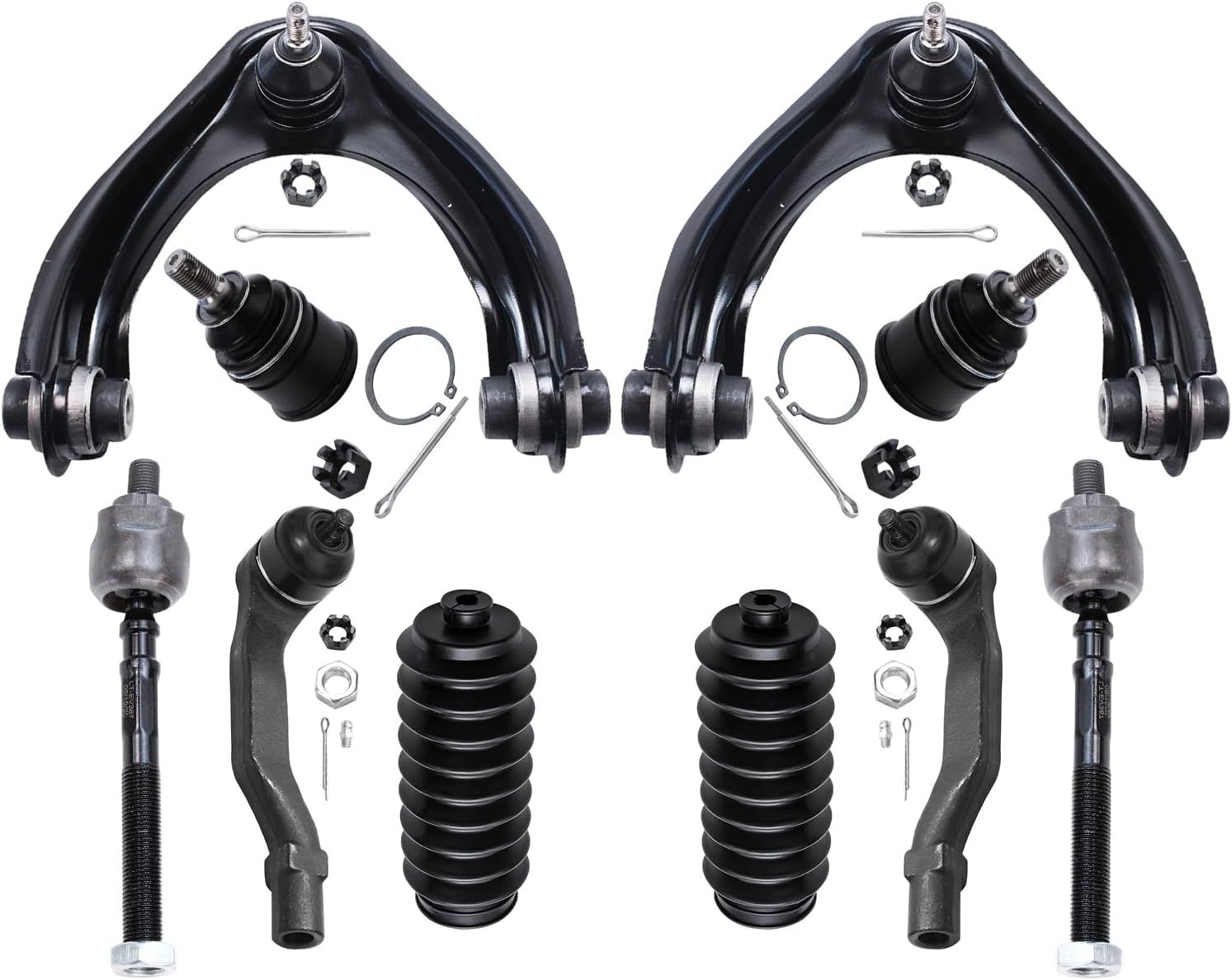 10pc Front Upper Control Arms Lower Ball Joints Tie Rods Suspension Kit