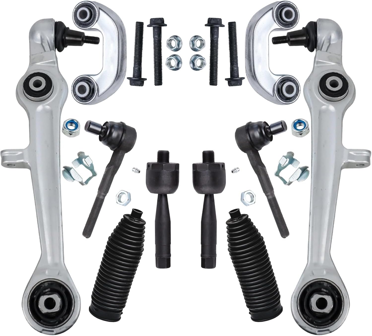 10pc Front Lower Forward Control Arms Tie Rods Sway Bar Links Suspension Kit