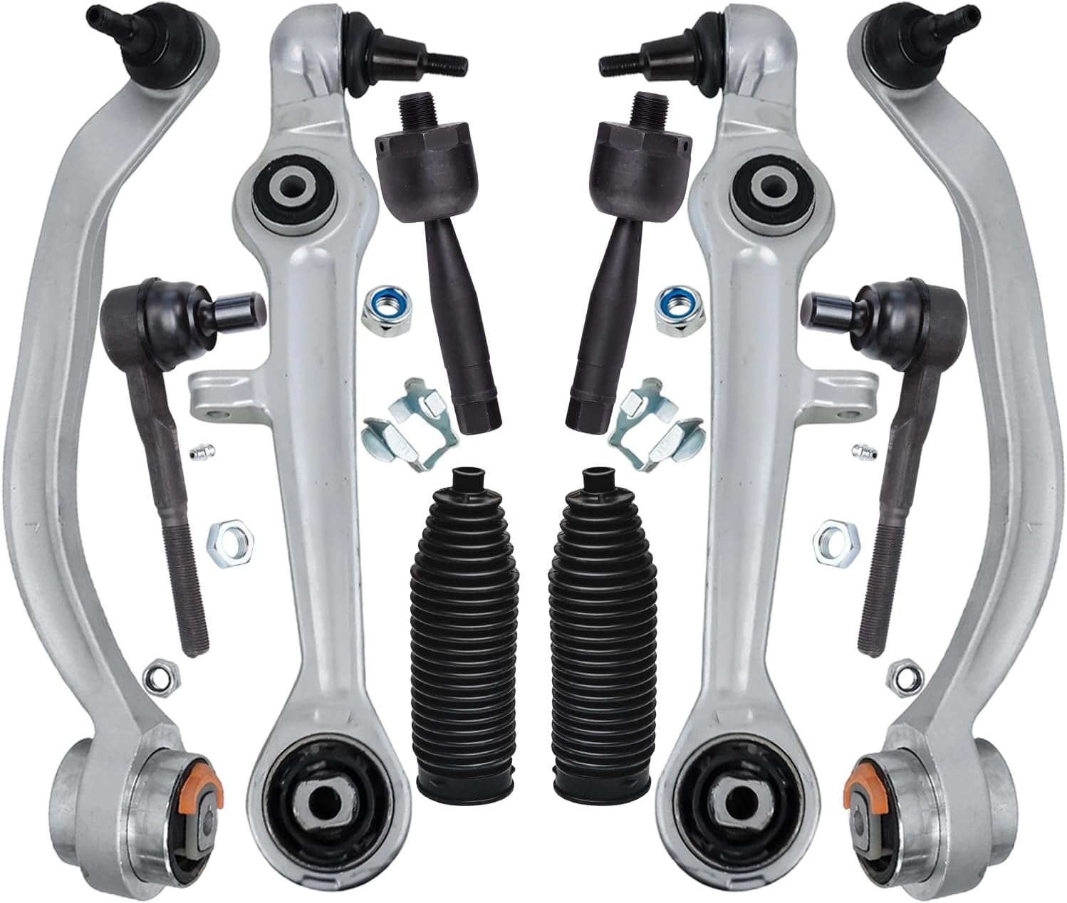10pc Front Lower Forward Rearward Control Arms Tie Rods Suspension Kit