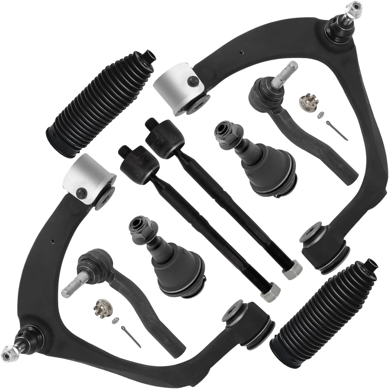 10pc Front Upper Control Arms Lower Ball Joints Tie Rods Suspension Kit