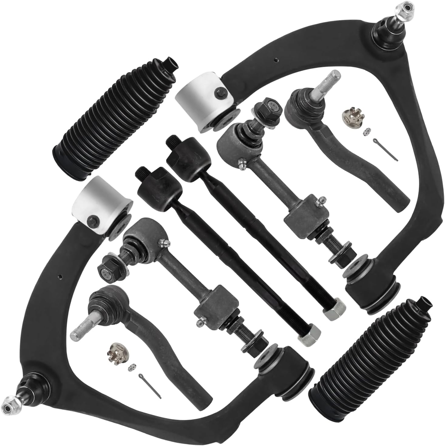 10pc Front Upper Control Arms Tie Rods Sway Bar Links Suspension Kit