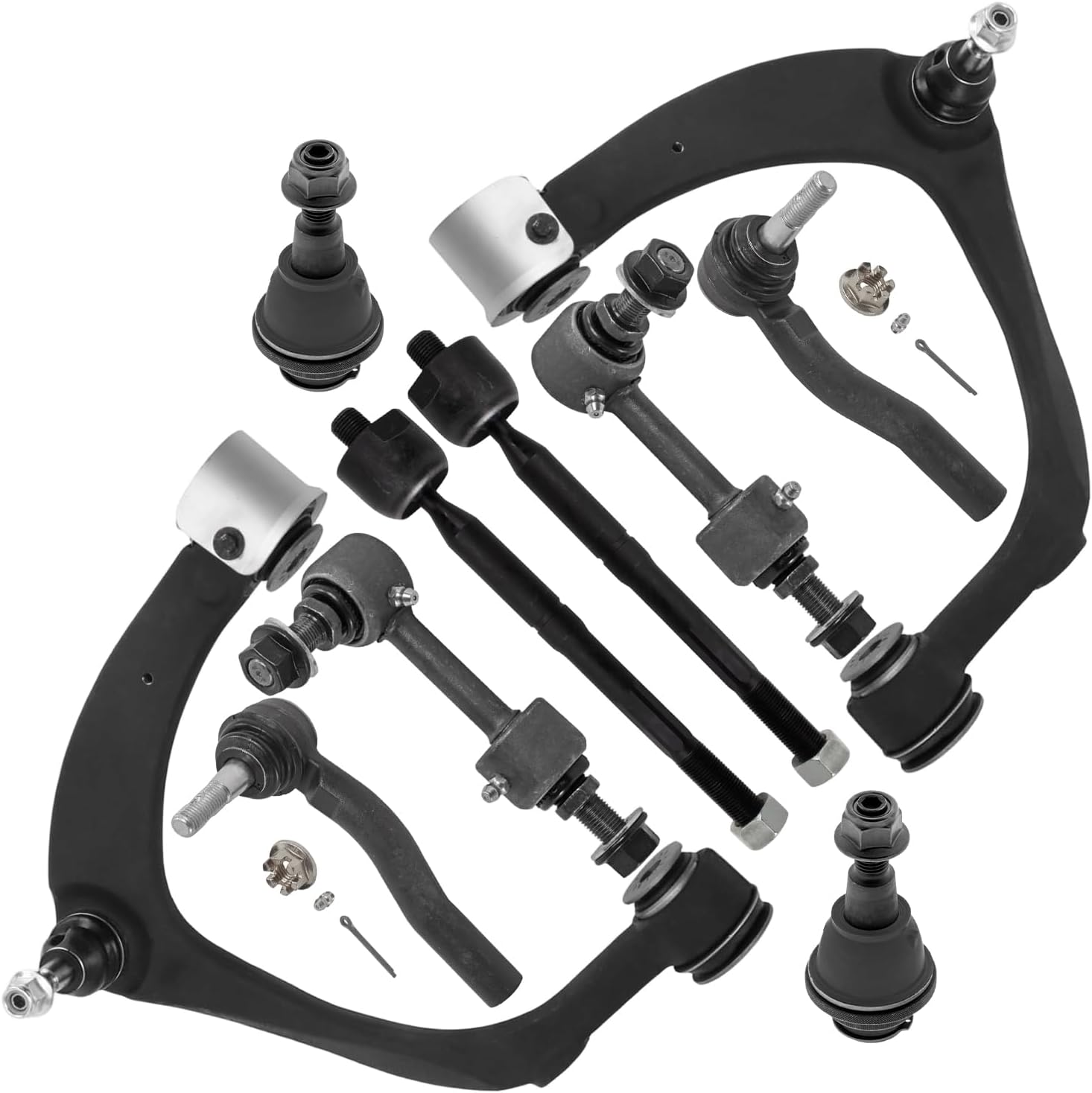 10pc Front Upper Control Arms Lower Ball Joints Tie Rods Suspension Kit