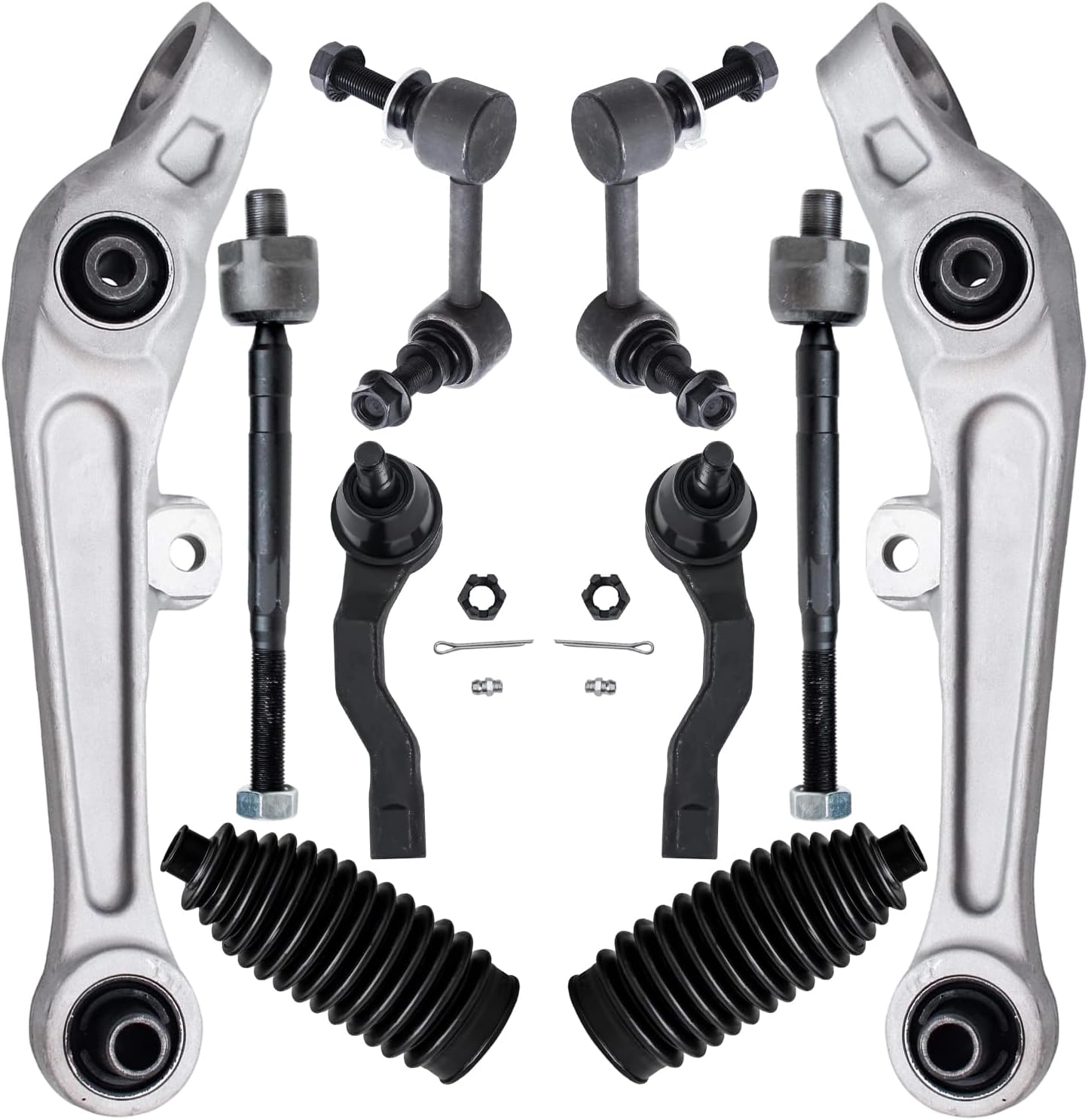 10pc Front Lower Forward Control Arms Tie Rods Sway Bar Links Suspension Kit