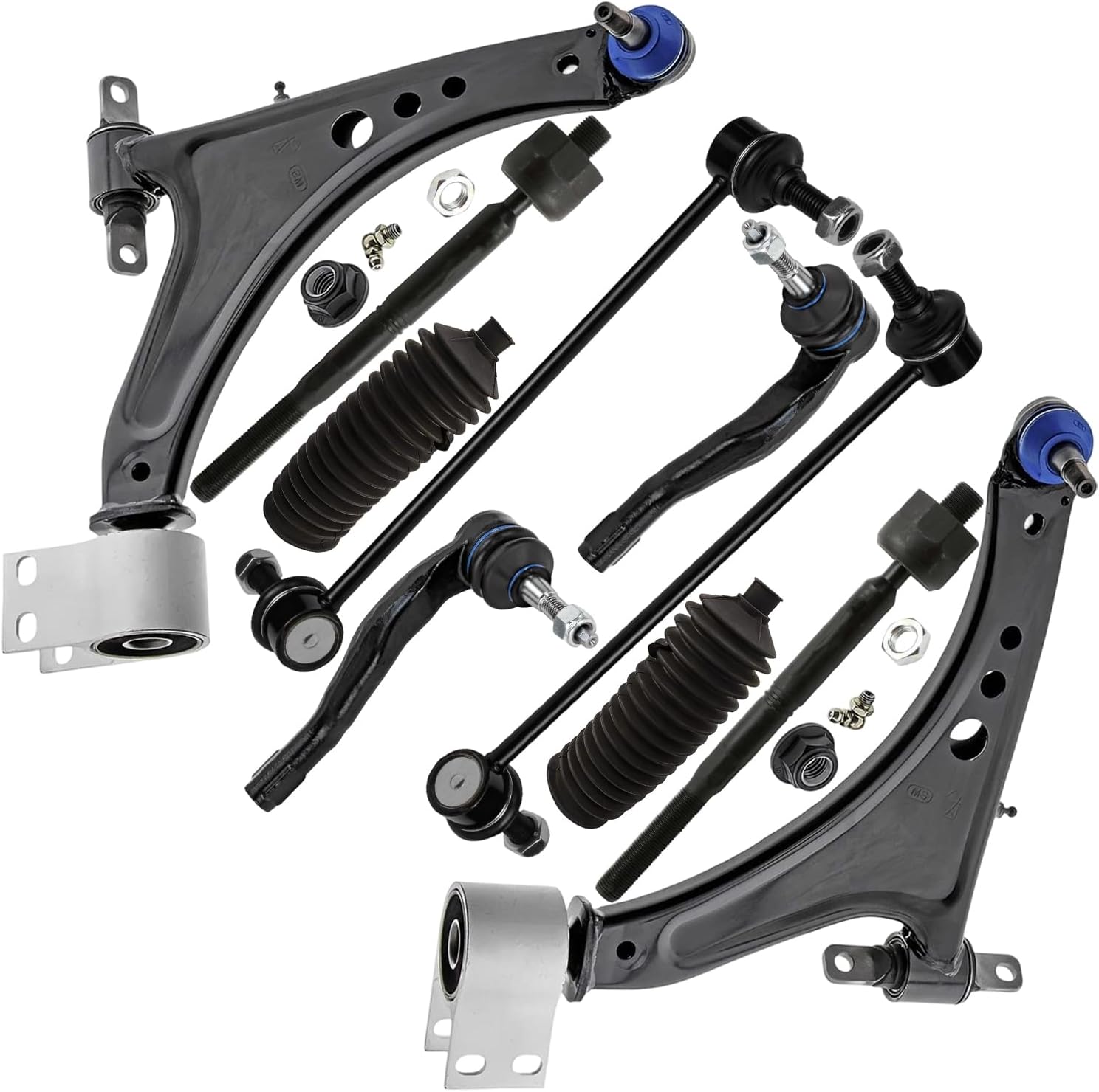 10pc Front Lower Control Arms Sway Bar Links Tie Rods Suspension Kit