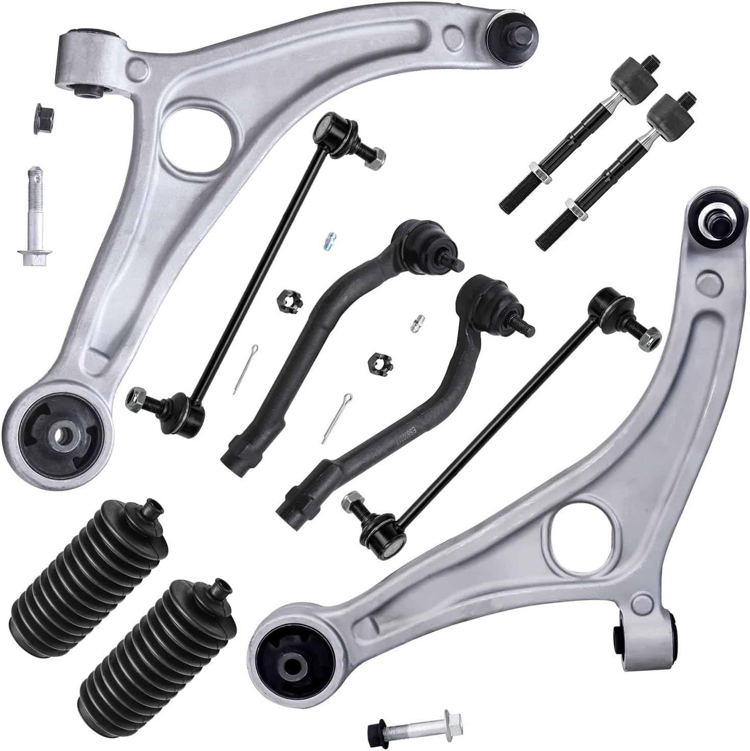 10pc Front Lower Control Arms Inner Outer Tie Rods Sway Bar Links Suspension Kit