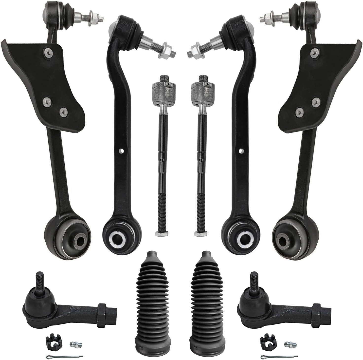 10pc Front Lower Forward Rearward Control Arms Tie Rods Suspension Kit