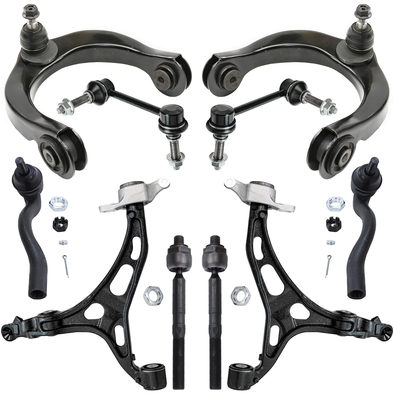10pc Front Control Arms Sway Bar Links Tie Rods Suspension Kit