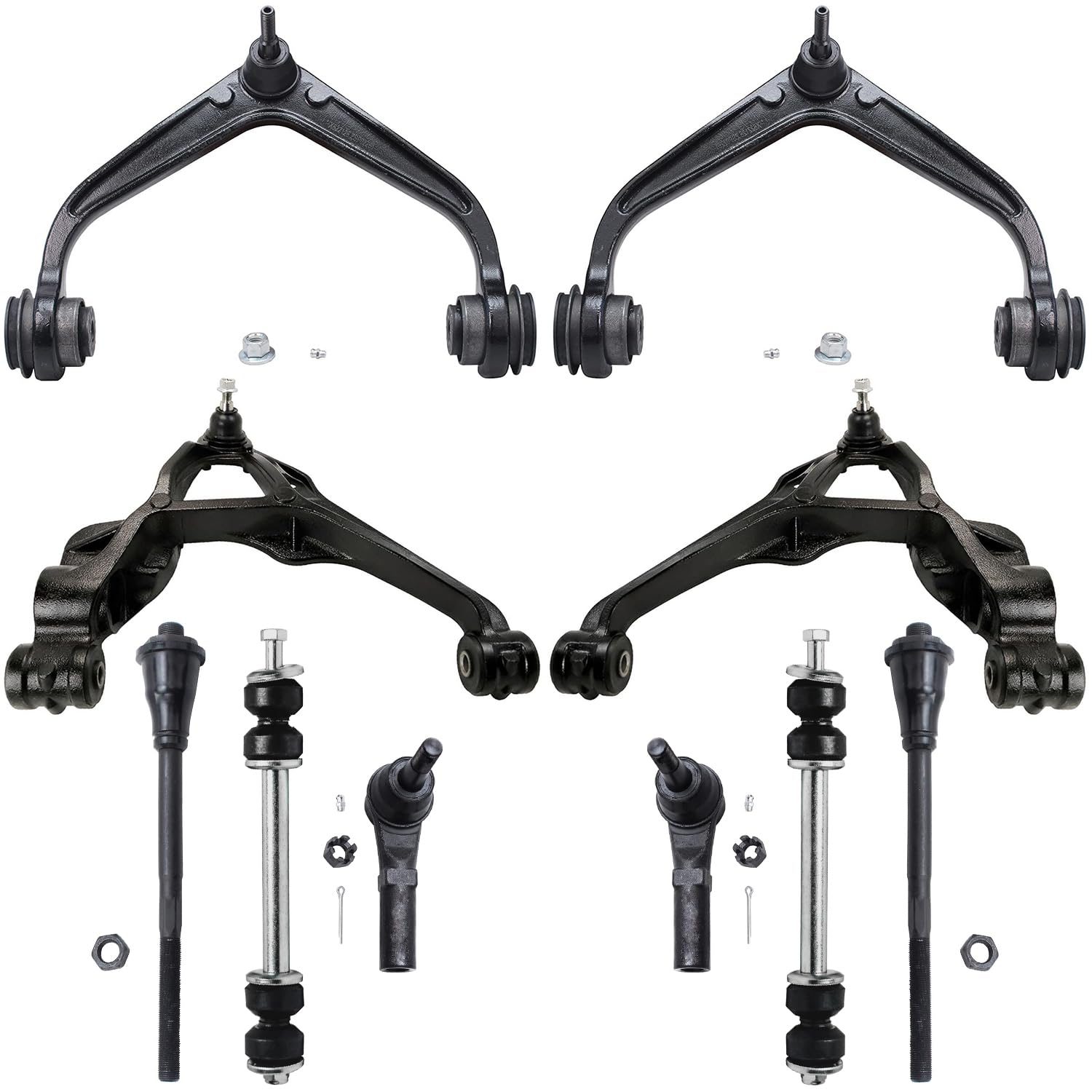 10pc Front Control Arms Tie Rods Sway Bar Links Suspension Kit