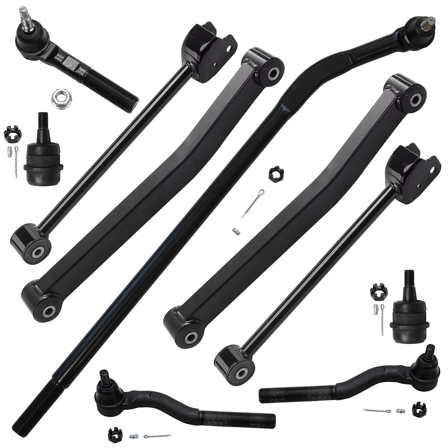 10pc Front Upper Lower Control Arms Tie Rods Ball Joints Suspension Kit