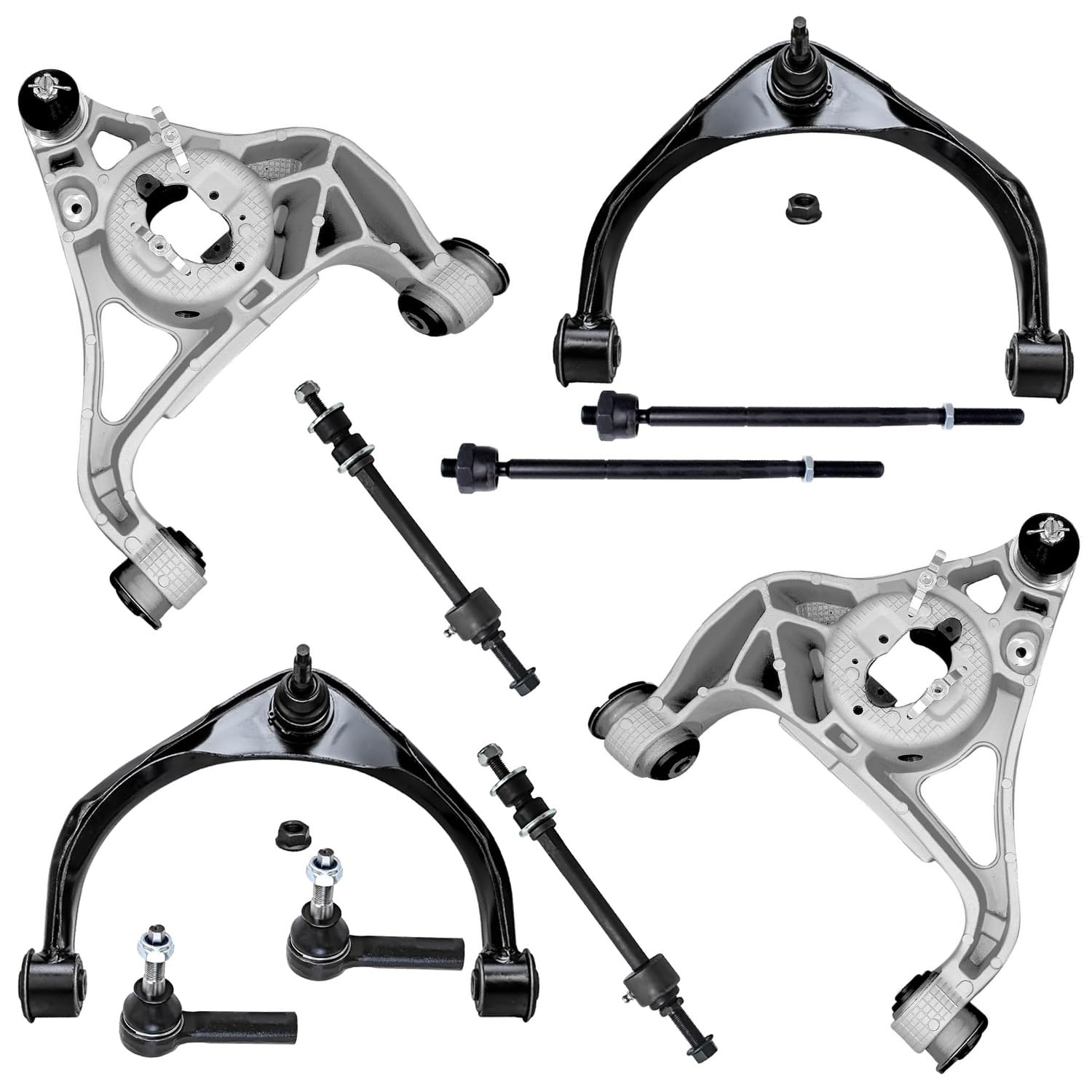 10pc Front Upper Lower Control Arms Tie Rods Sway Bar Links Suspension Kit