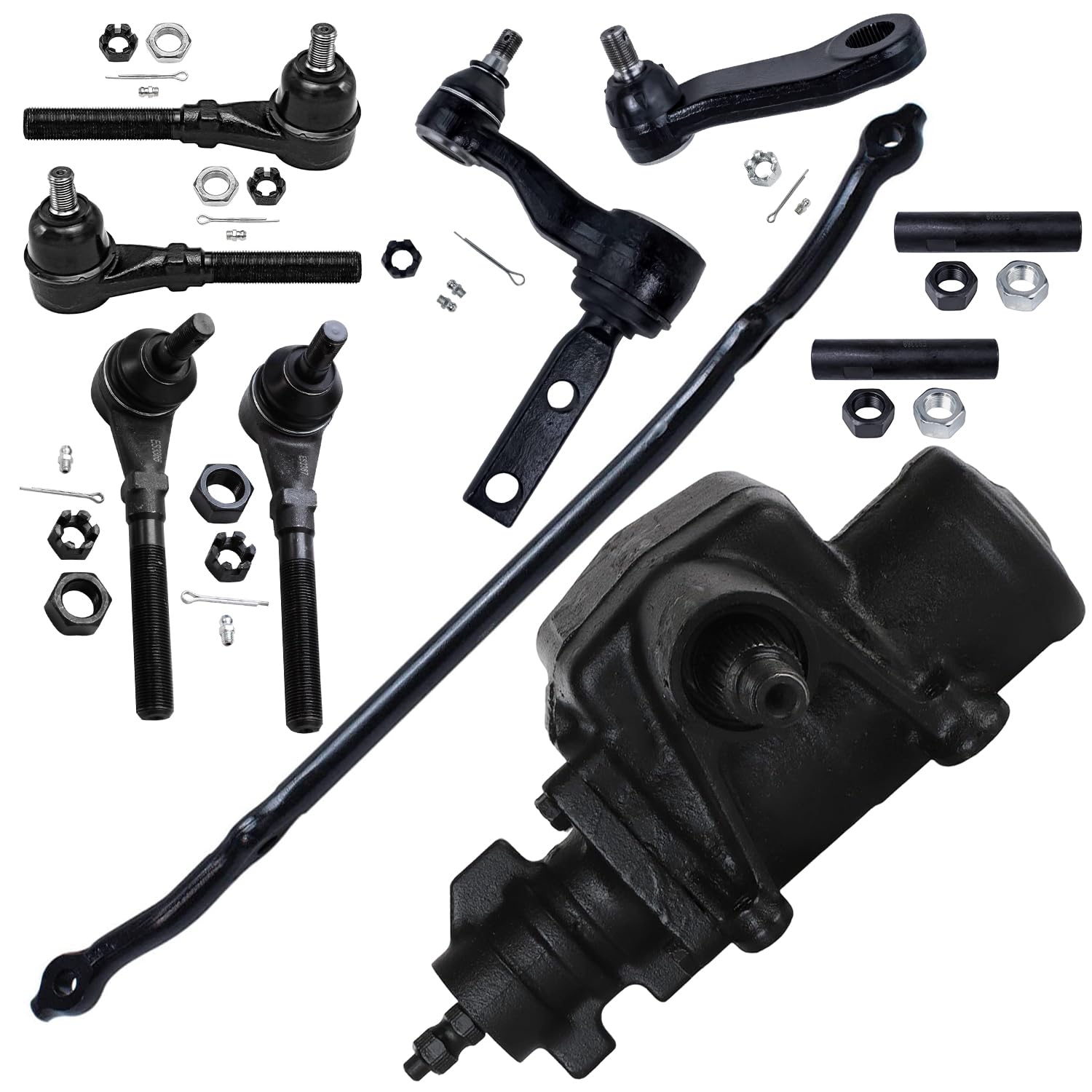 10pc Front Gear Box Center Link Pitman & Idler Arms Tie Rods Suspension Kit