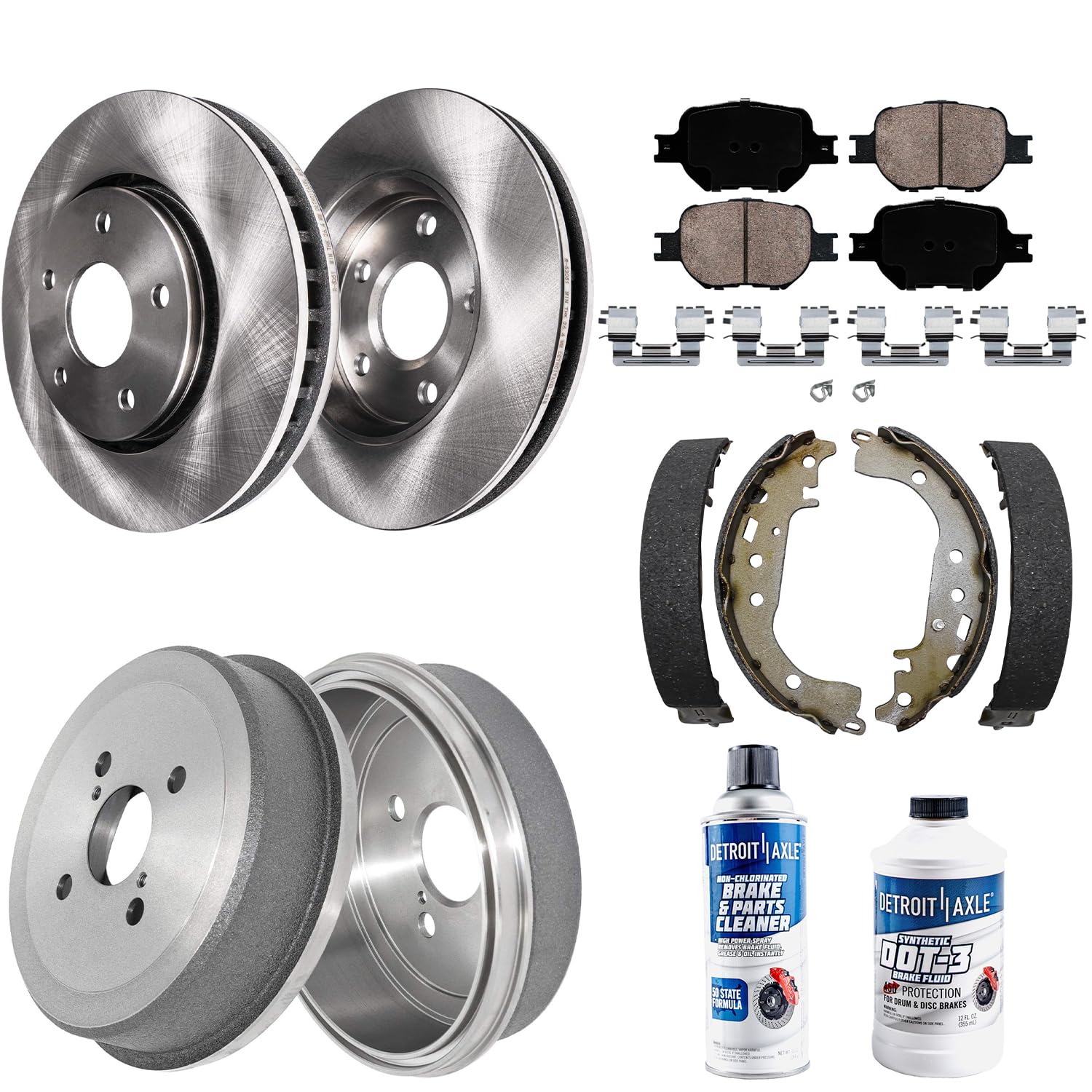 10pc Front Disc Rotors Ceramic Brake Pads and Rear Drums Brake Shoes Kit