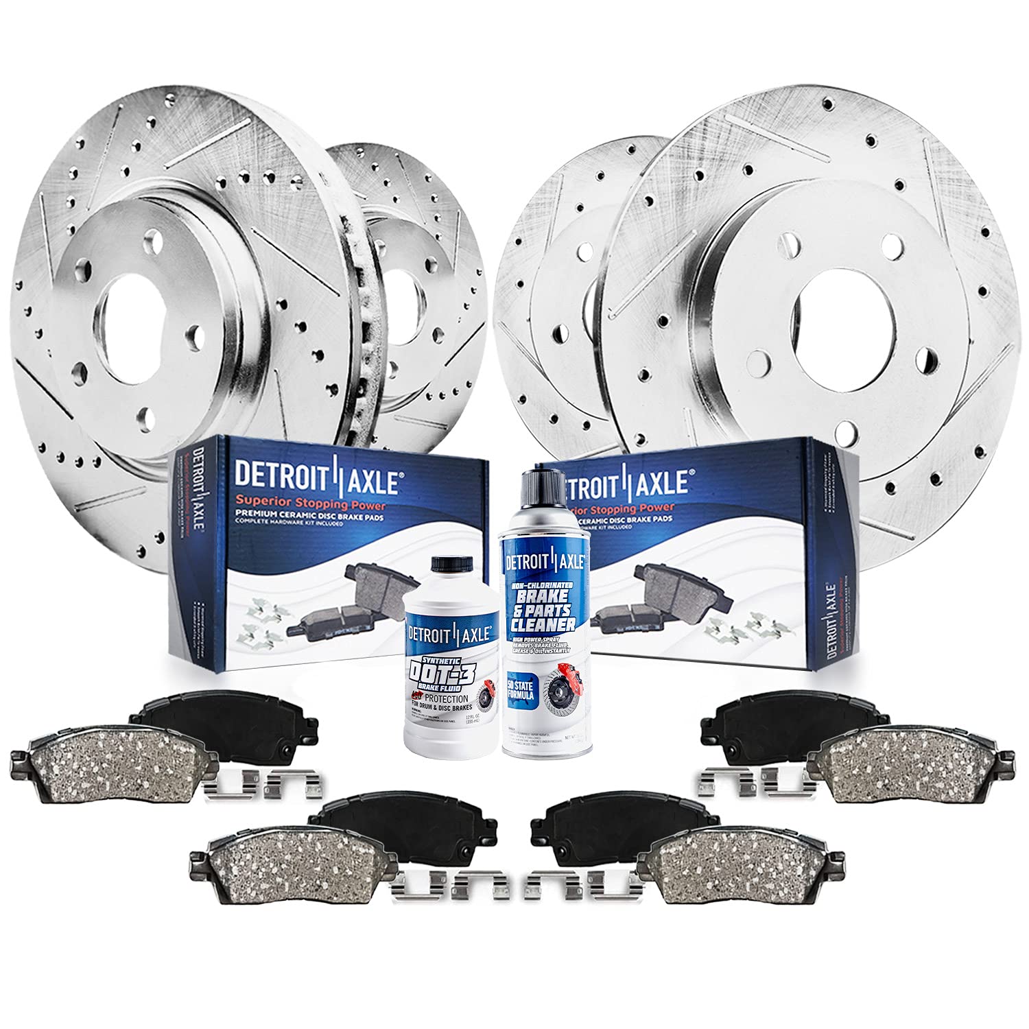 10pc Front & Rear Disc Rotors and Ceramic Brake Pads Kit